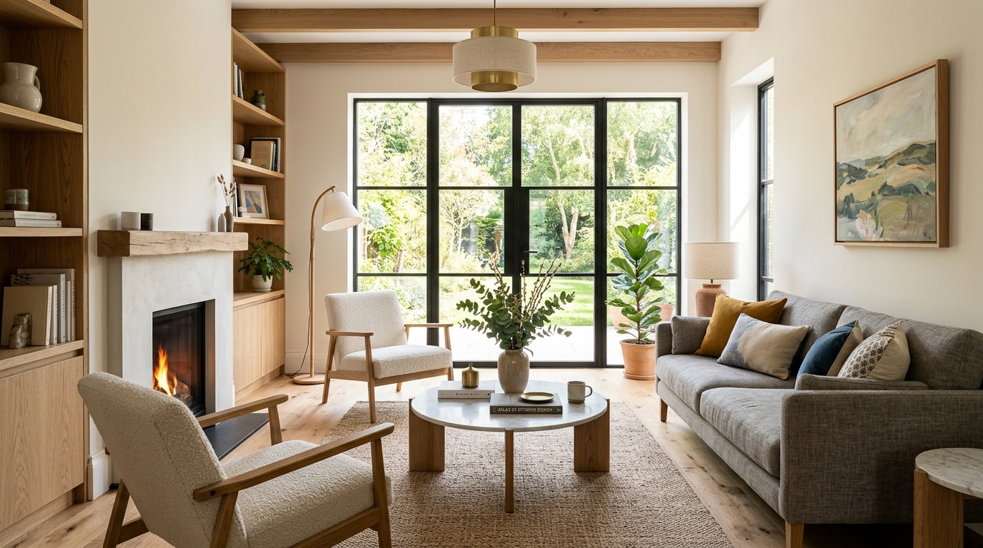 High-end interior design visual depicting small apartment balcony lighting ideas