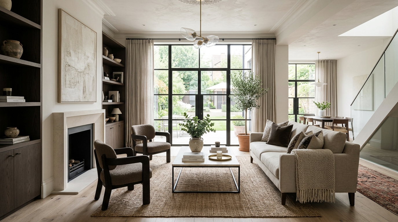 High-end interior design visual depicting small apartment balcony lighting ideas