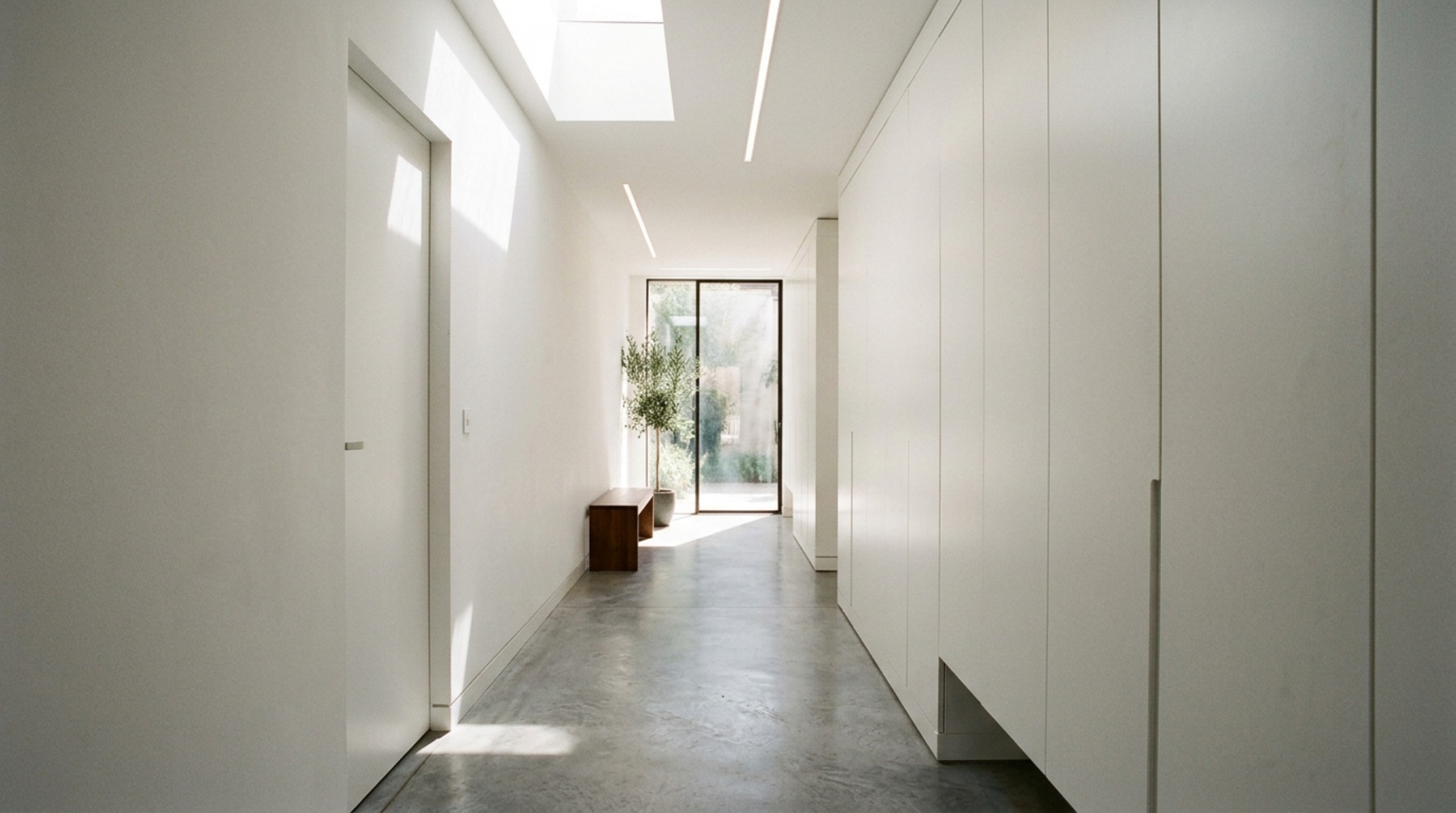 space-saving urban design strategies highlighting a minimalist hallway with invisible handle-less storage and shadow-gap skirting. space-saving urban design strategies highlighting a minimalist hallway with invisible handle-less storage and shadow-gap skirting.
