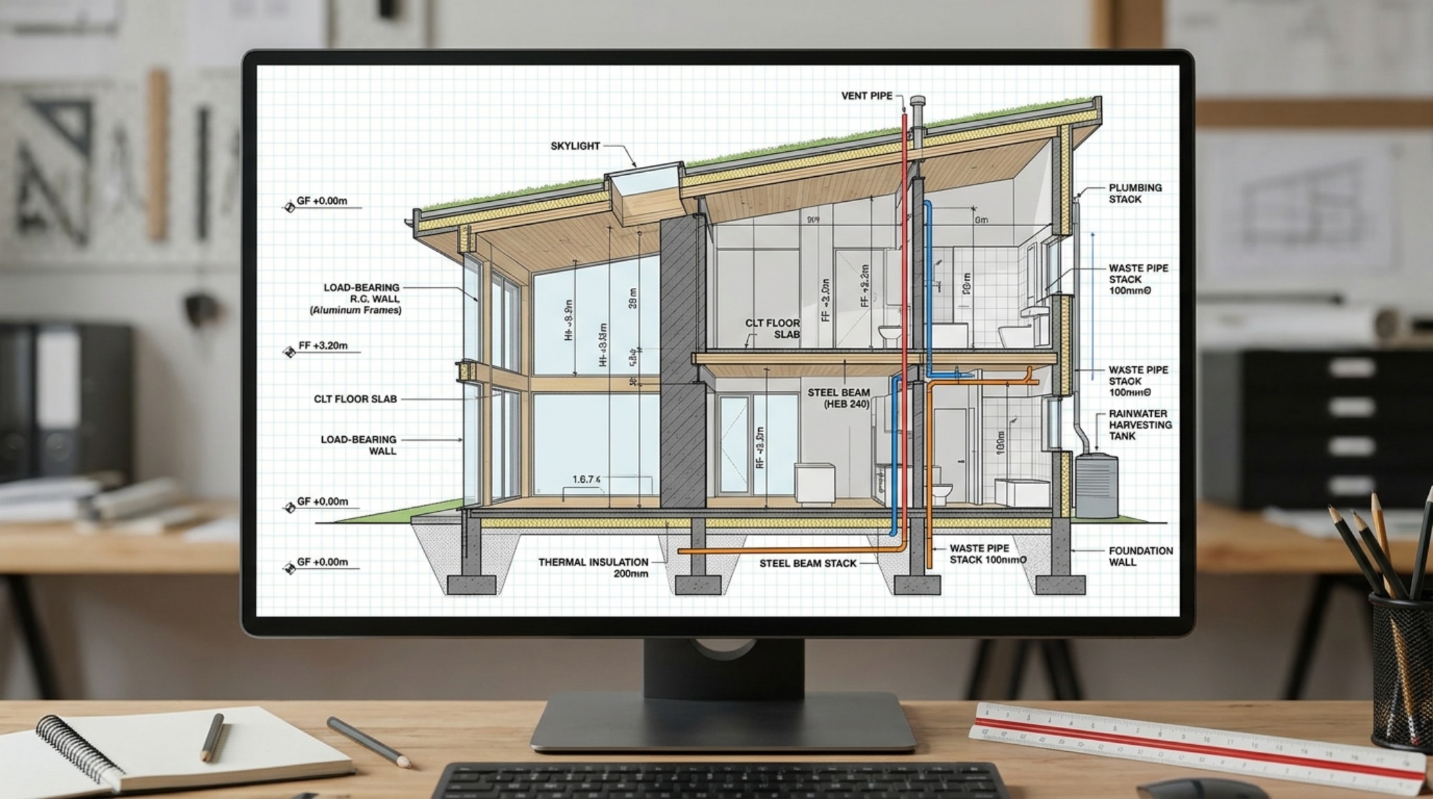 architectural floor planner online technical view of a multi-level home focusing on load-bearing logic and vertical circulation paths. architectural floor planner online technical view of a multi-level home focusing on load-bearing logic and vertical circulation paths.