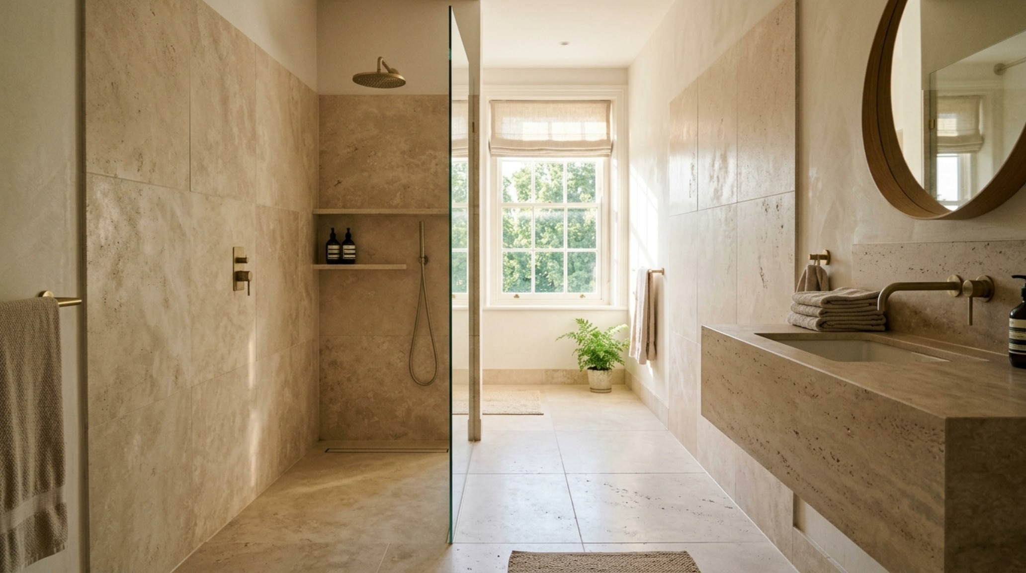 narrow bathroom floor plans showing a galley-style layout with a seamless curbless shower and linear floor drain narrow bathroom floor plans showing a galley-style layout with a seamless curbless shower and linear floor drain