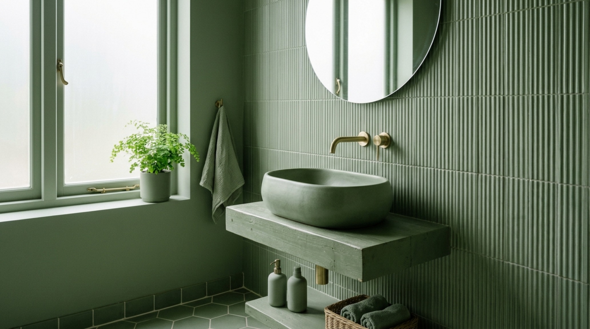 small bathroom color palettes using sage green monochromatic tones across walls, ceiling, and cabinetry small bathroom color palettes using sage green monochromatic tones across walls, ceiling, and cabinetry