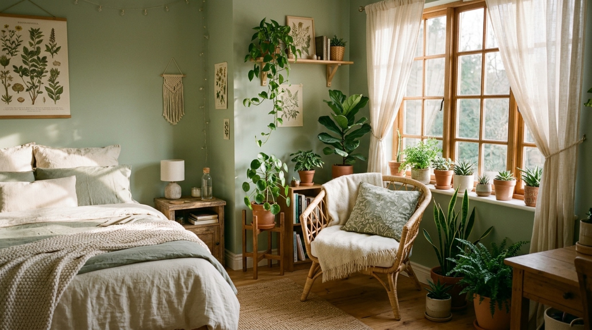 biophilic teen bedroom palettes utilizing organic sage and warm clay tones with a focus on natural light and indoor greenery biophilic teen bedroom palettes utilizing organic sage and warm clay tones with a focus on natural light and indoor greenery