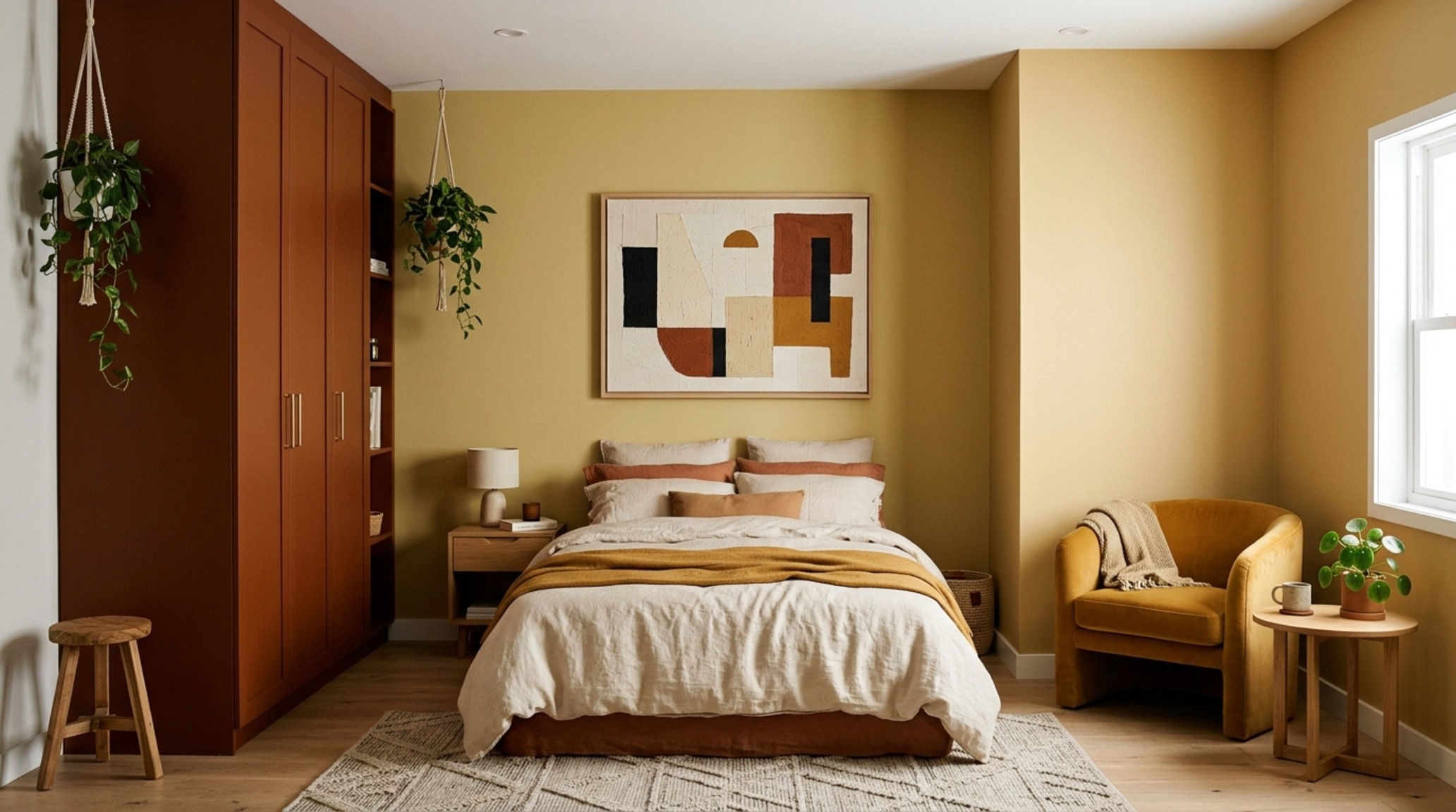 tonal color blocking for bedrooms creating a cozy reading nook with a darker pigment transition and built-in shelving tonal color blocking for bedrooms creating a cozy reading nook with a darker pigment transition and built-in shelving