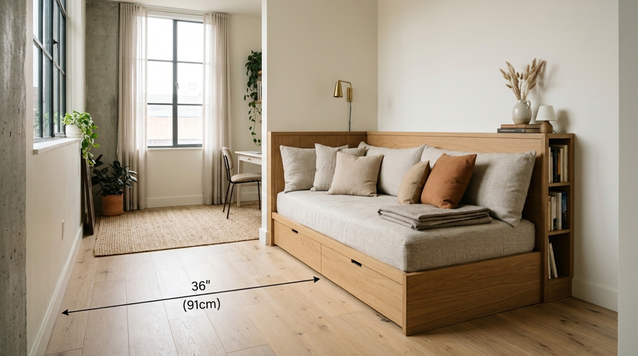 small space beds that save space with a double-duty daybed design featuring built-in shelving and a 30-inch clearance path small space beds that save space with a double-duty daybed design featuring built-in shelving and a 30-inch clearance path