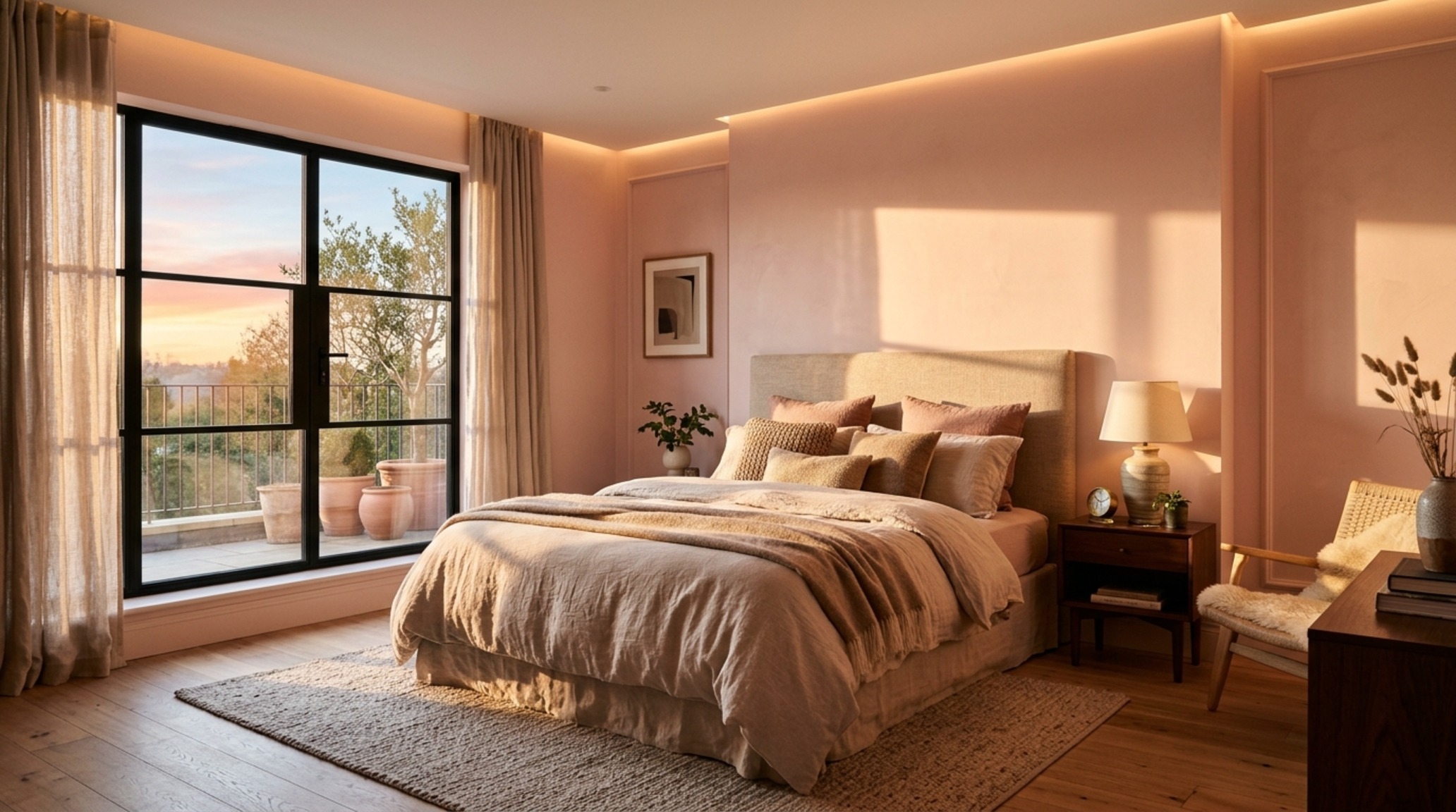 best color for bedroom walls lighting guide featuring warm 2700K ambient light washing over a soft clay-toned wall with high CRI accuracy. best color for bedroom walls lighting guide featuring warm 2700K ambient light washing over a soft clay-toned wall with high CRI accuracy.