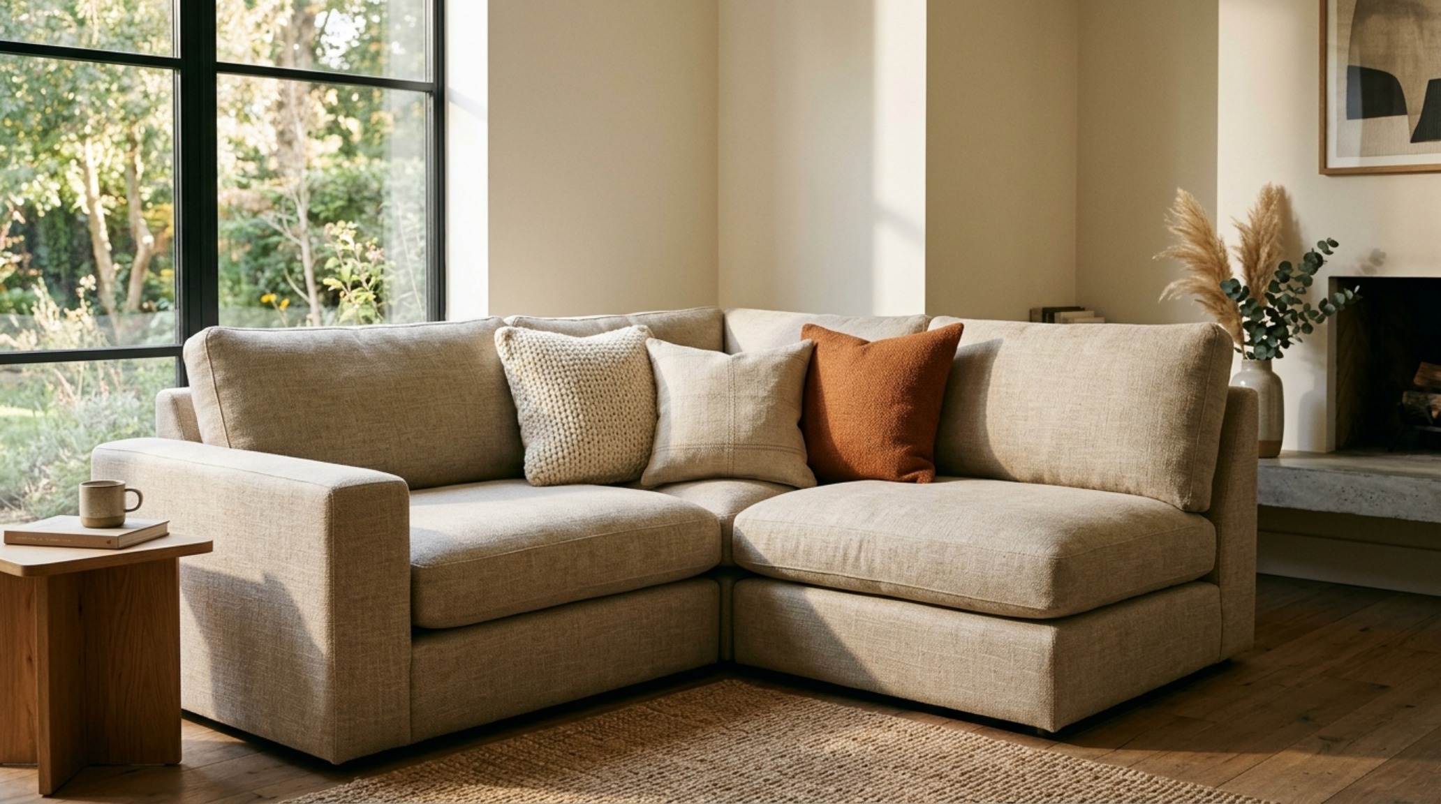 how to arrange pillows on a sectional featuring a 24-inch anchor pillow in a deep corner with 90/10 down fill and Belgian linen upholstery how to arrange pillows on a sectional featuring a 24-inch anchor pillow in a deep corner with 90/10 down fill and Belgian linen upholstery