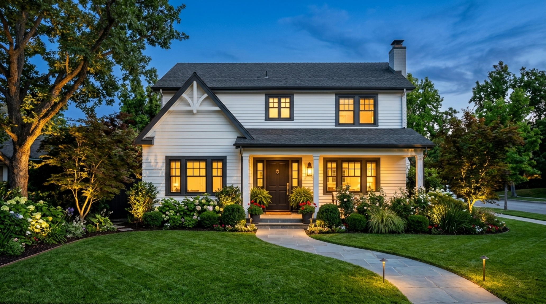 Exterior view of the iconic Studio City house facade with lush landscaping and architectural uplighting for a luxury boy meets world house studio city decor ideas. Exterior view of the iconic Studio City house facade with lush landscaping and architectural uplighting for a luxury boy meets world house studio city decor ideas.