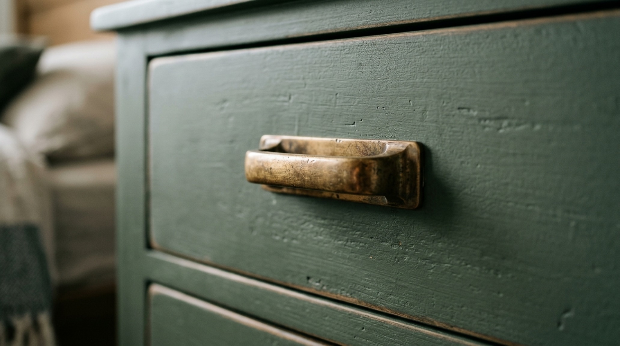 Close-up of brushed brass hardware on a textured chalk paint furniture surface, showcasing the intersection of metal and matte pigments. Close-up of brushed brass hardware on a textured chalk paint furniture surface, showcasing the intersection of metal and matte pigments.