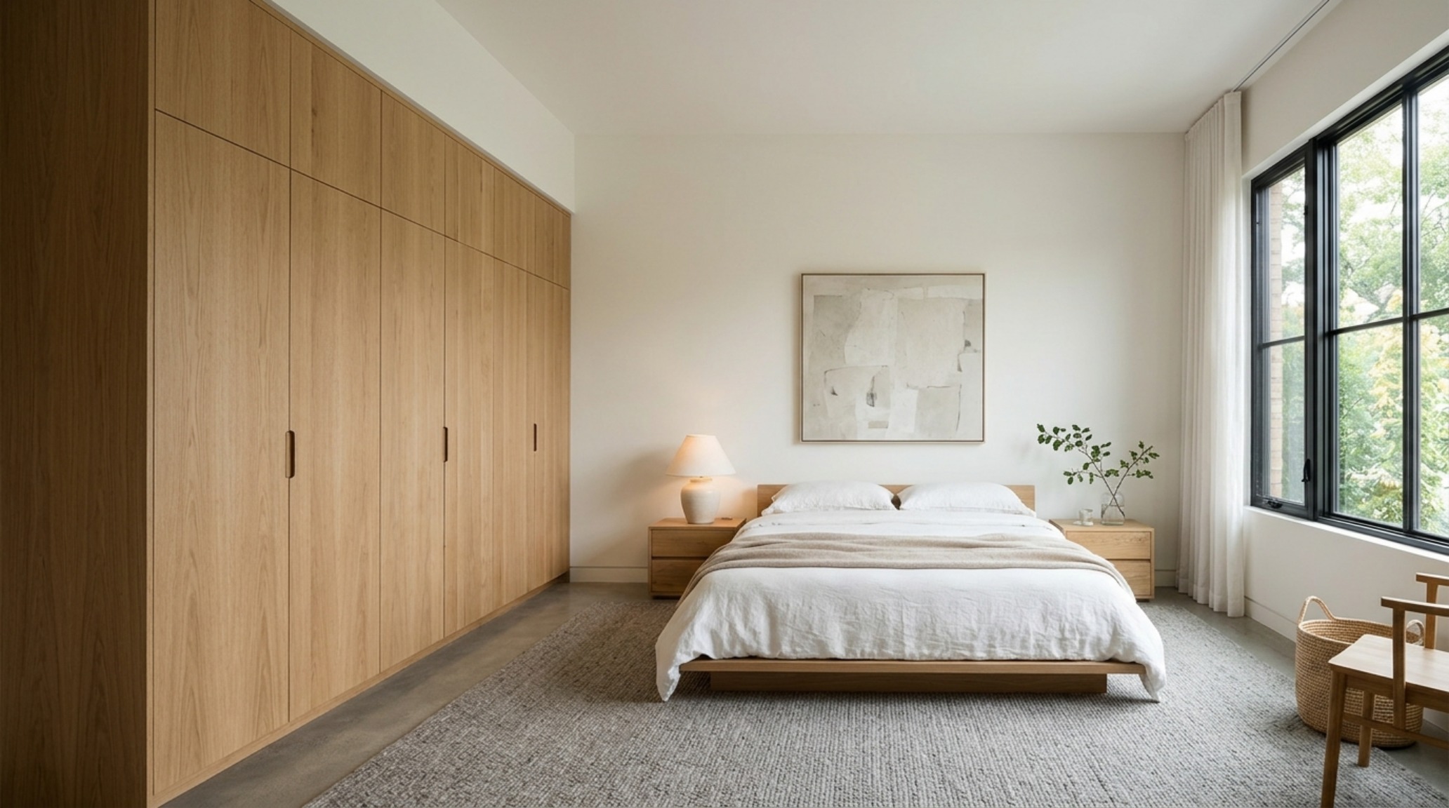 Built-in storage for teenagers featuring seamless floor-to-ceiling oak cabinetry with push-to-open doors for a clean visual identity. Built-in storage for teenagers featuring seamless floor-to-ceiling oak cabinetry with push-to-open doors for a clean visual identity.