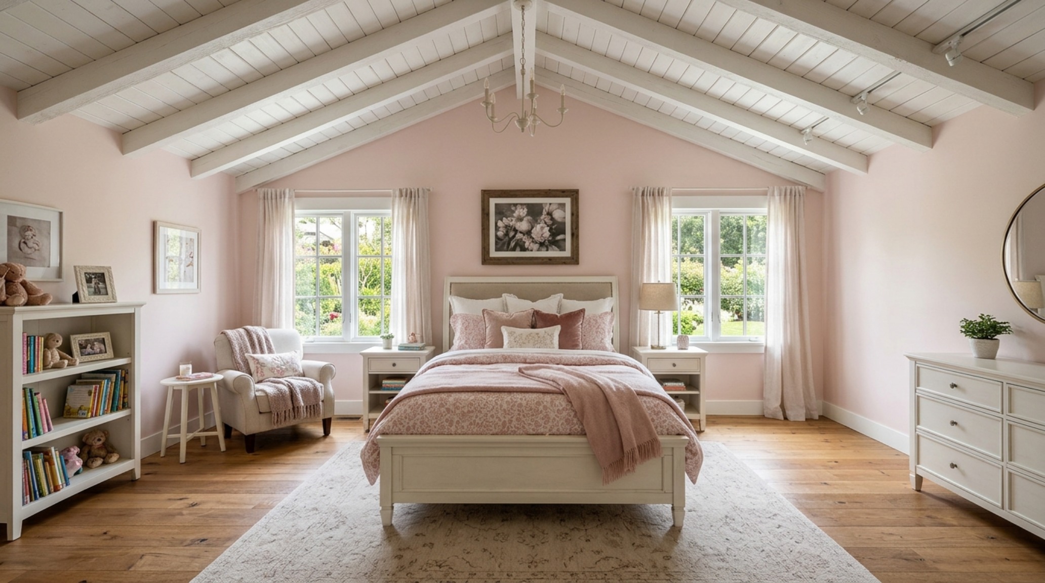 cute bedroom ideas for girls featuring a harmonious blend of Farrow & Ball Setting Plaster walls, natural oak flooring, and a large bay window for maximum natural light. cute bedroom ideas for girls featuring a harmonious blend of Farrow & Ball Setting Plaster walls, natural oak flooring, and a large bay window for maximum natural light.