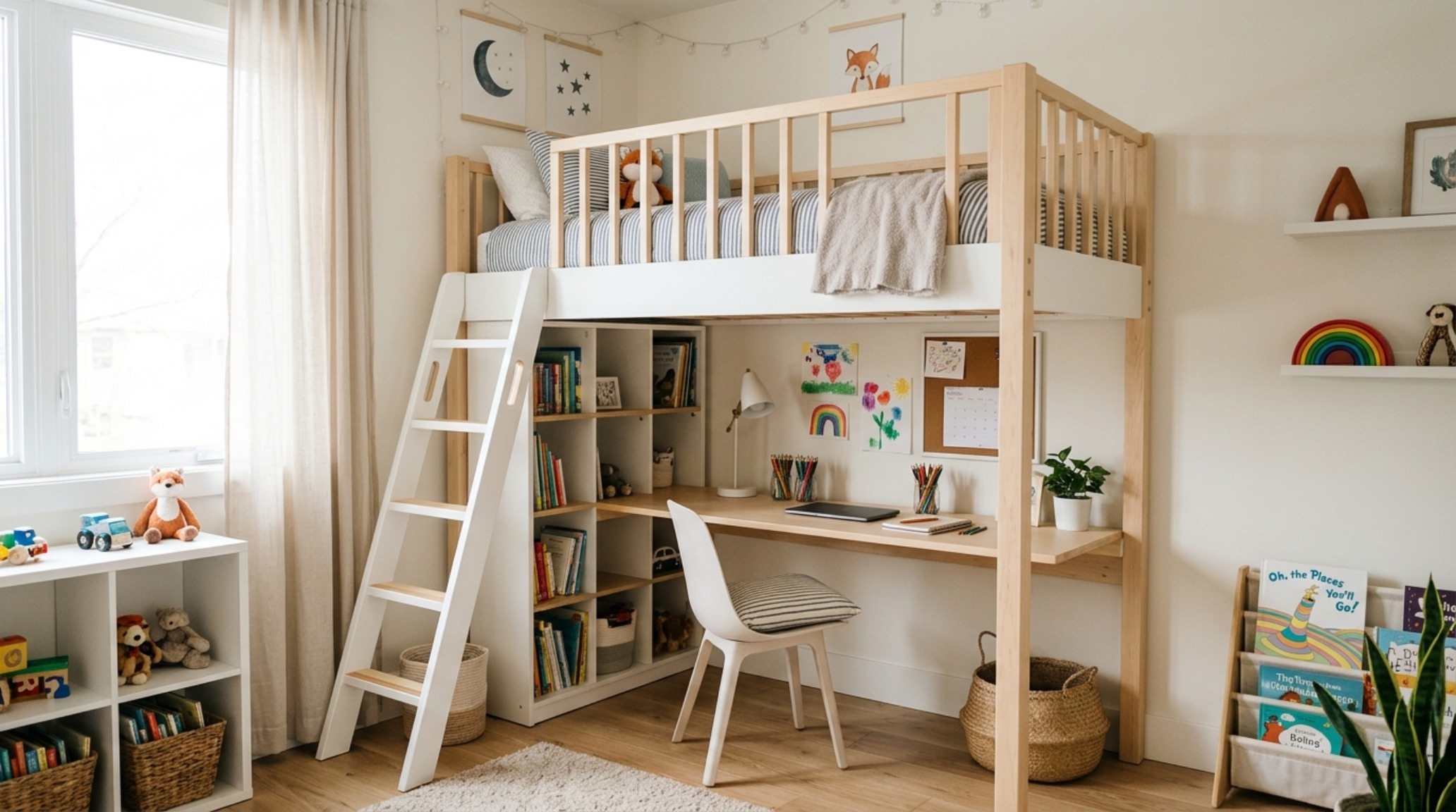 small space cute bedroom ideas for girls using vertical wall shelving and a lofted bed area to maximize floor space for a dedicated play and creative zone. small space cute bedroom ideas for girls using vertical wall shelving and a lofted bed area to maximize floor space for a dedicated play and creative zone.