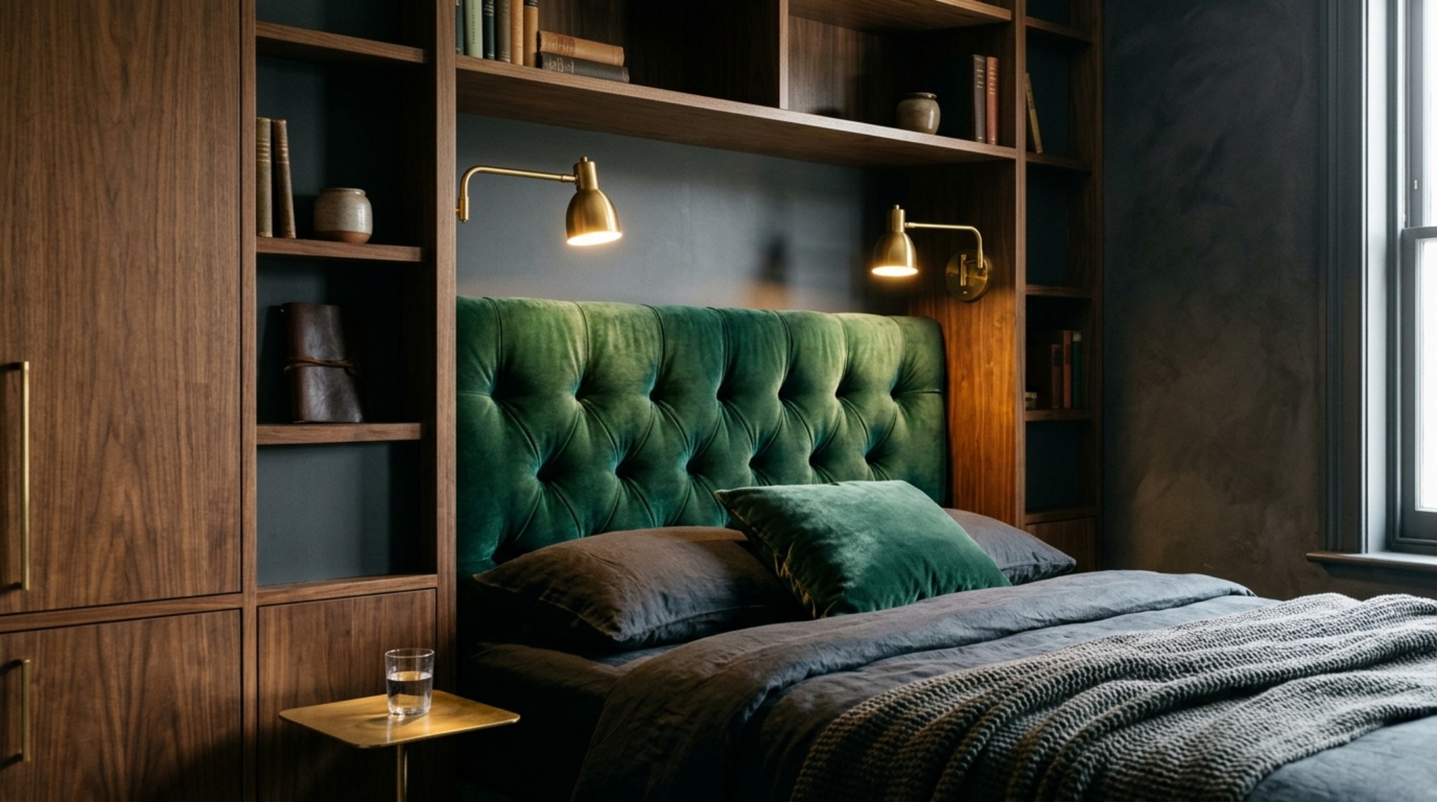 hidden bed solutions revealing a plush velvet-lined niche with integrated task lighting and hidden charging ports