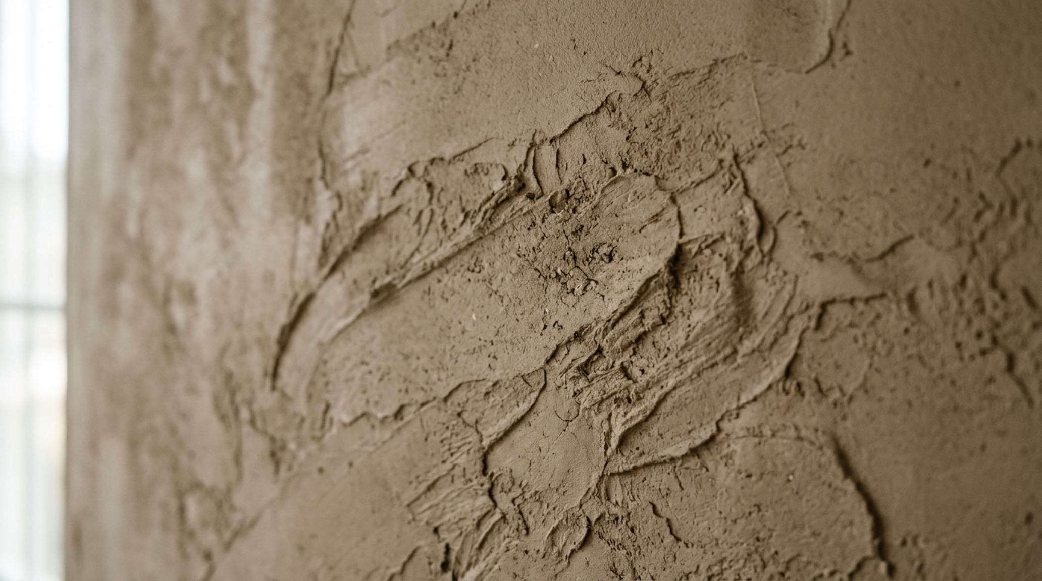 Macro view of Roman Clay wall texture in a muted earth tone, showing light diffusion and tactile quality. Macro view of Roman Clay wall texture in a muted earth tone, showing light diffusion and tactile quality.