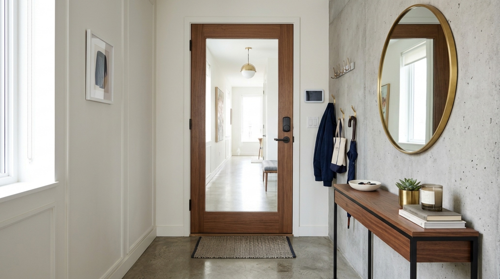 small space ideas for front doors utilizing a mirror-paneled entry door to double the perceived depth of a narrow urban hallway small space ideas for front doors utilizing a mirror-paneled entry door to double the perceived depth of a narrow urban hallway
