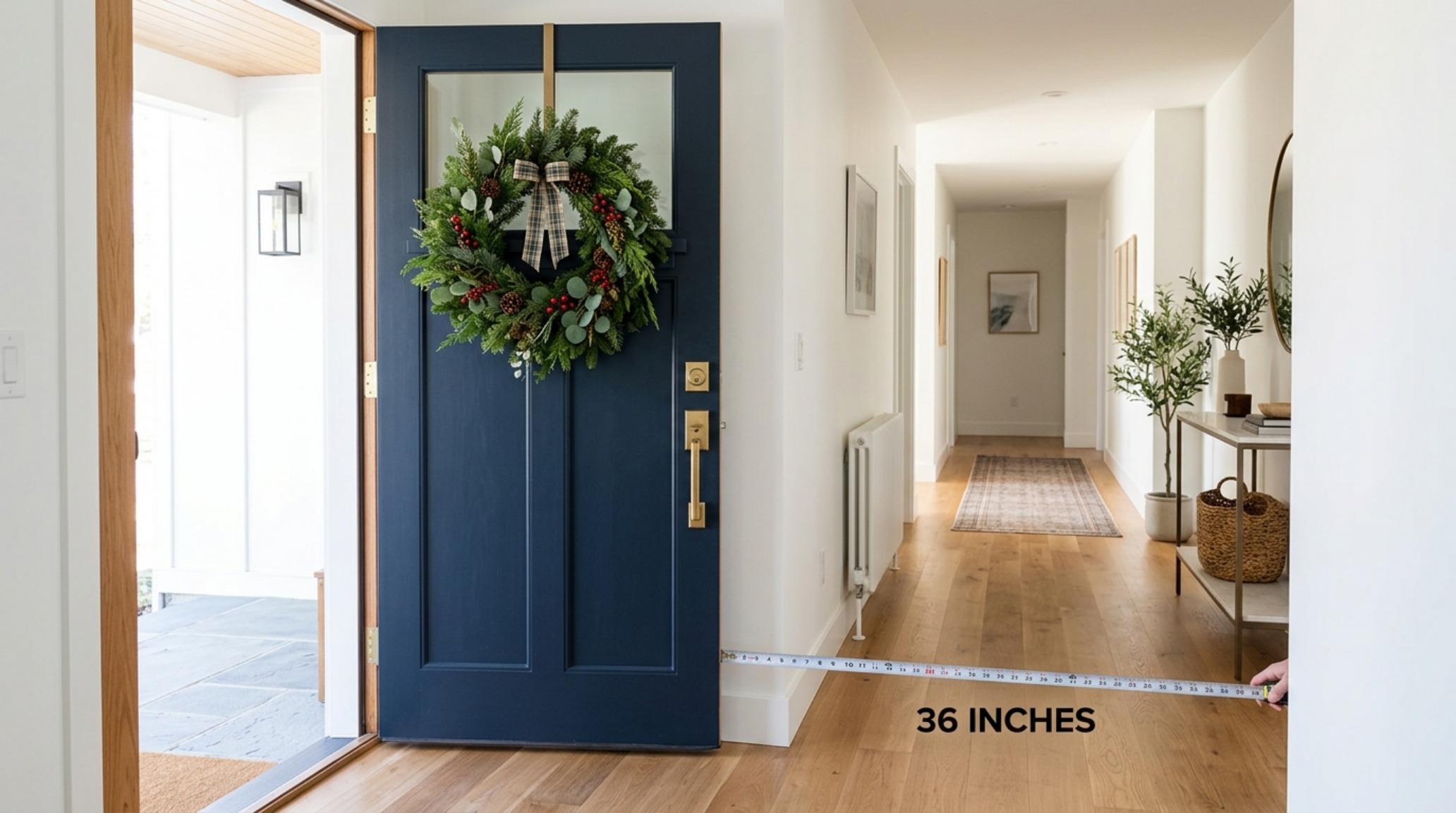 small space how to decorate christmas wreaths designed with a flat-back to allow for a full 90-degree door swing