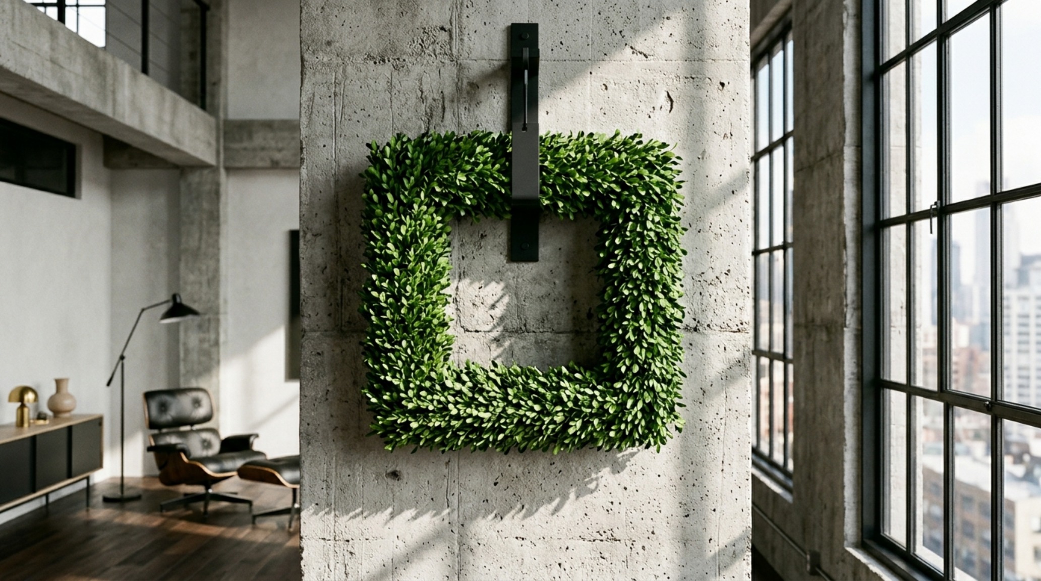 modern how to decorate christmas wreaths ideas featuring a geometric square frame with minimalist sprigs of noble fir