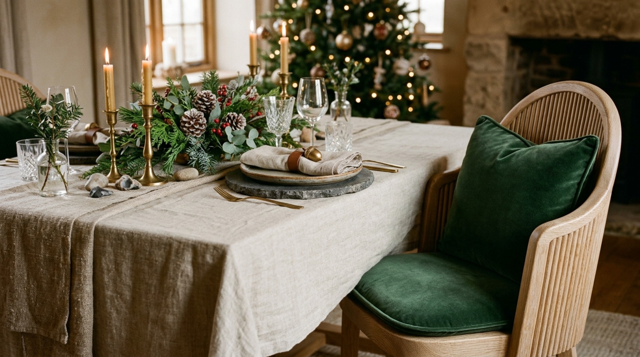 luxury table decorations for christmas textures showcasing the tactile grounding of a fluted white oak table paired with velvet seat cushions and linen napkins luxury table decorations for christmas textures showcasing the tactile grounding of a fluted white oak table paired with velvet seat cushions and linen napkins