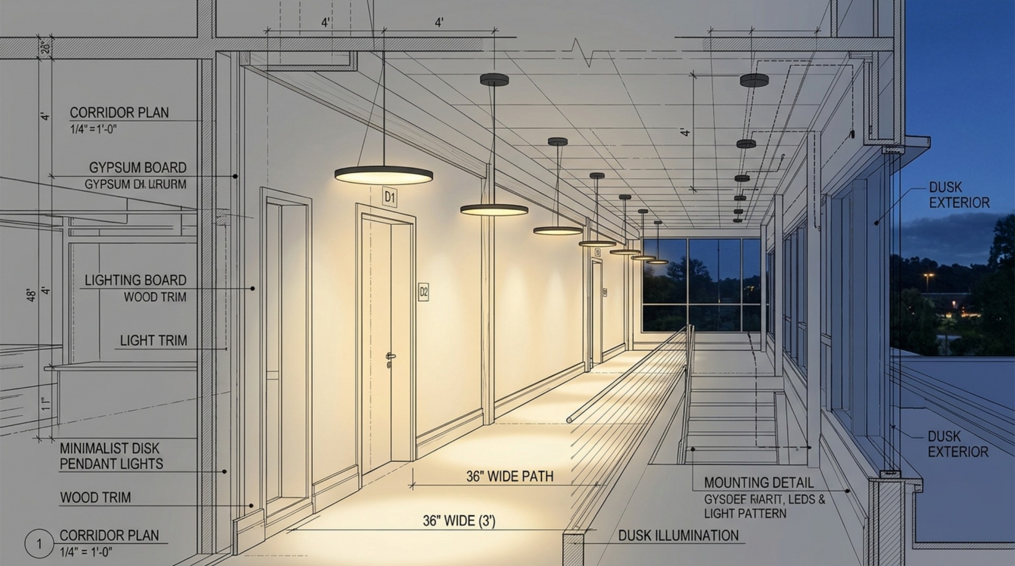 unique hanging lights lighting guide demonstrating 36-inch clearance in a primary circulation hallway unique hanging lights lighting guide demonstrating 36-inch clearance in a primary circulation hallway