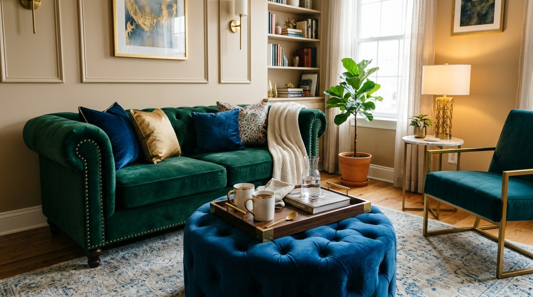 small space luxury living room furniture sets with a multifunctional ottoman used as both a footrest and a coffee table