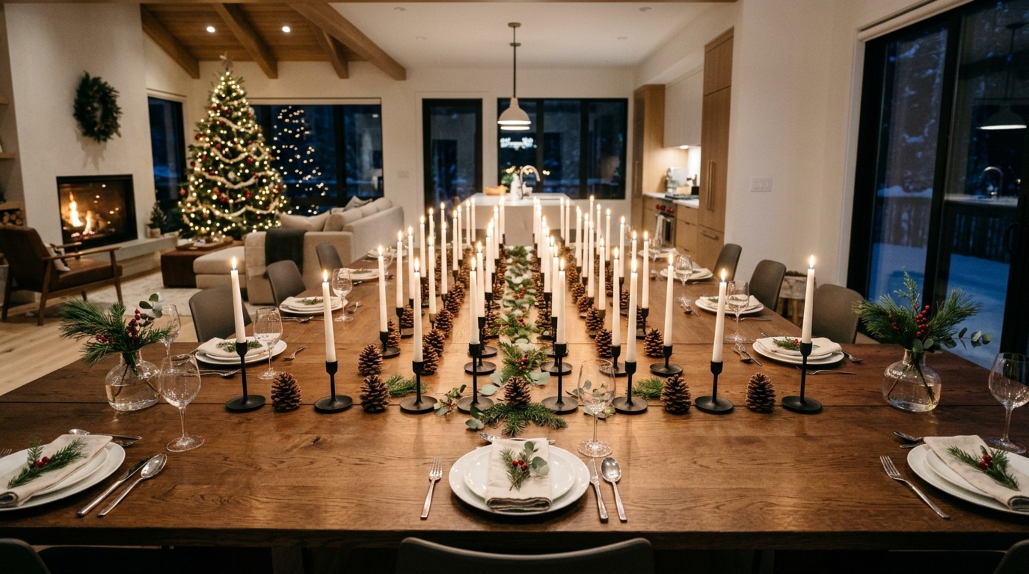 modern table decorations for christmas ideas highlighting the spatial cadence of a grid-based layout with uniform architectural accents across a long table modern table decorations for christmas ideas highlighting the spatial cadence of a grid-based layout with uniform architectural accents across a long table