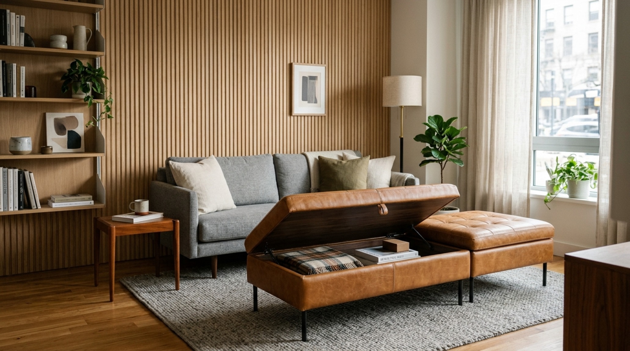 small space taking care of leather furniture showing a modular leather ottoman with hidden storage and slim steel legs to maximize floor plane visibility small space taking care of leather furniture showing a modular leather ottoman with hidden storage and slim steel legs to maximize floor plane visibility