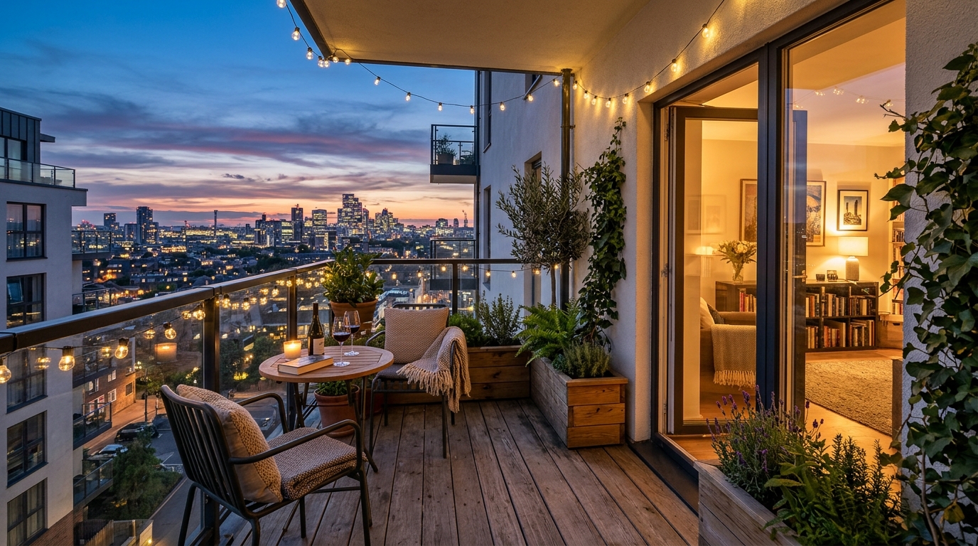Sunset view of a perfectly calibrated urban patio, reflecting the harmony of architectural precision and tactile comfort.