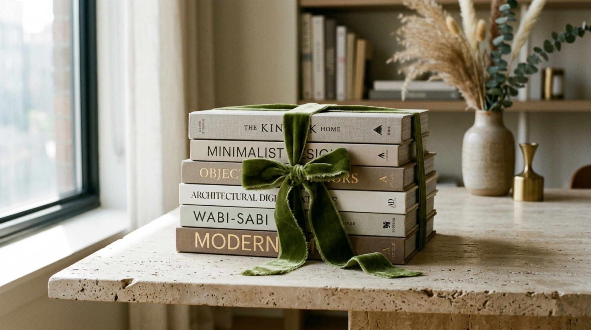 luxury christmas decorating ideas for the office textures with heavy moss green velvet ribbons on architectural books and a honed travertine base luxury christmas decorating ideas for the office textures with heavy moss green velvet ribbons on architectural books and a honed travertine base