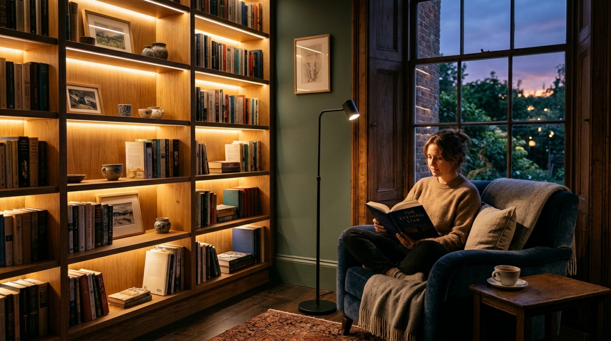interior design advice lighting guide illustrating a layered lighting scheme with 2700K ambient glow and focused 3000K task lighting over a reading nook interior design advice lighting guide illustrating a layered lighting scheme with 2700K ambient glow and focused 3000K task lighting over a reading nook