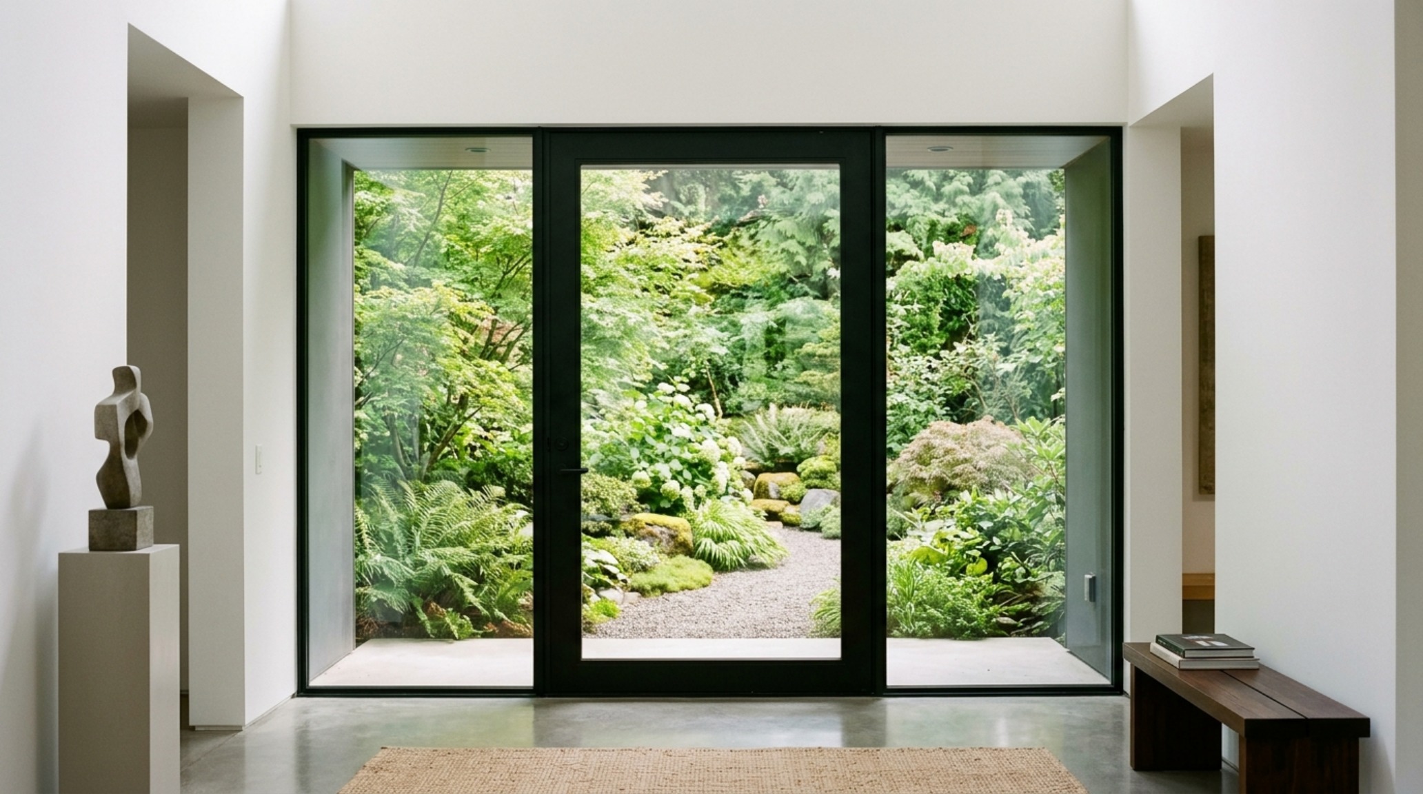 modern ideas for front doors ideas highlighting a sleek black steel frame door with oversized clear glass panes and a flush sill transition modern ideas for front doors ideas highlighting a sleek black steel frame door with oversized clear glass panes and a flush sill transition