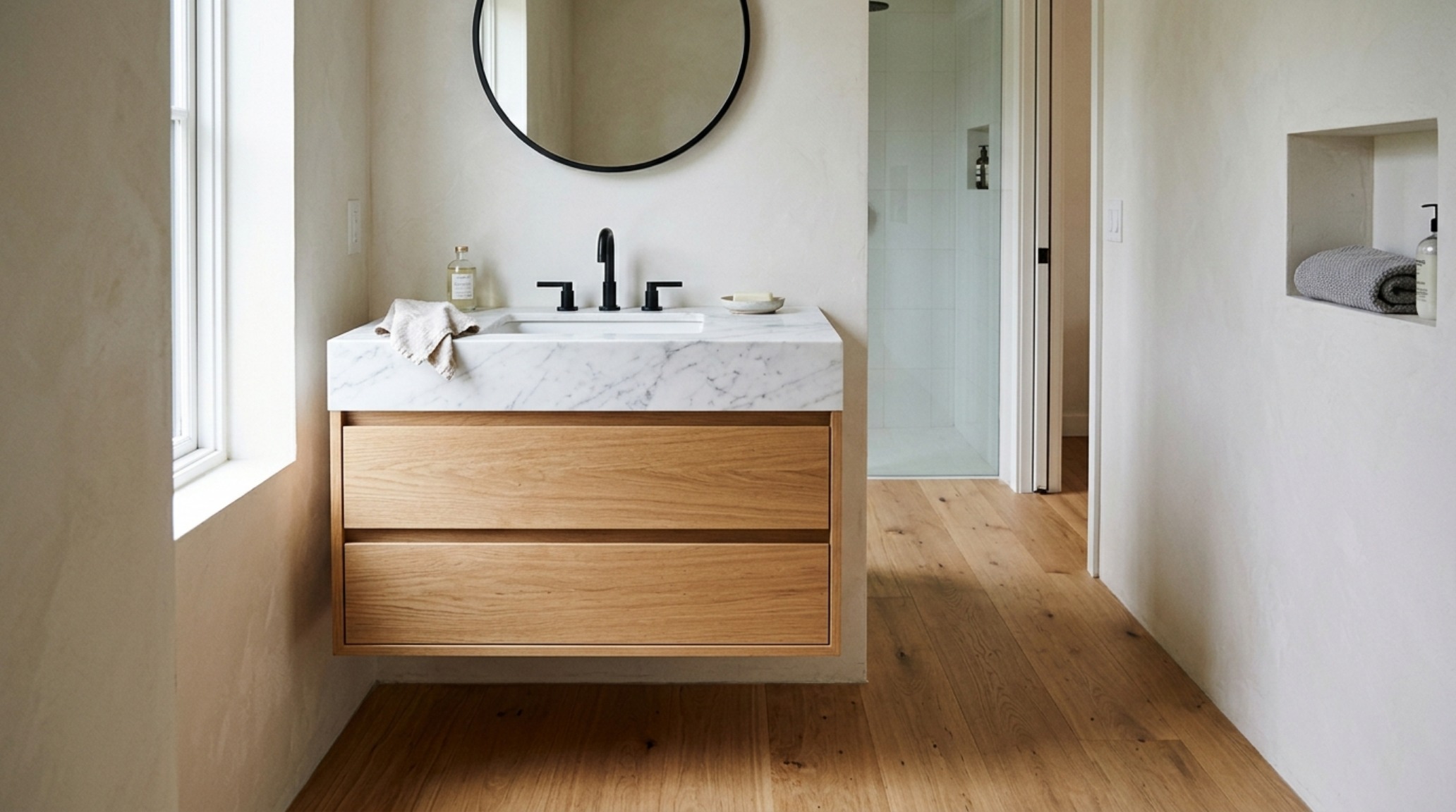 small space unique cabinets in a bathroom setting featuring a floating vanity with a 36-inch clearance and concealed plumbing access. small space unique cabinets in a bathroom setting featuring a floating vanity with a 36-inch clearance and concealed plumbing access.