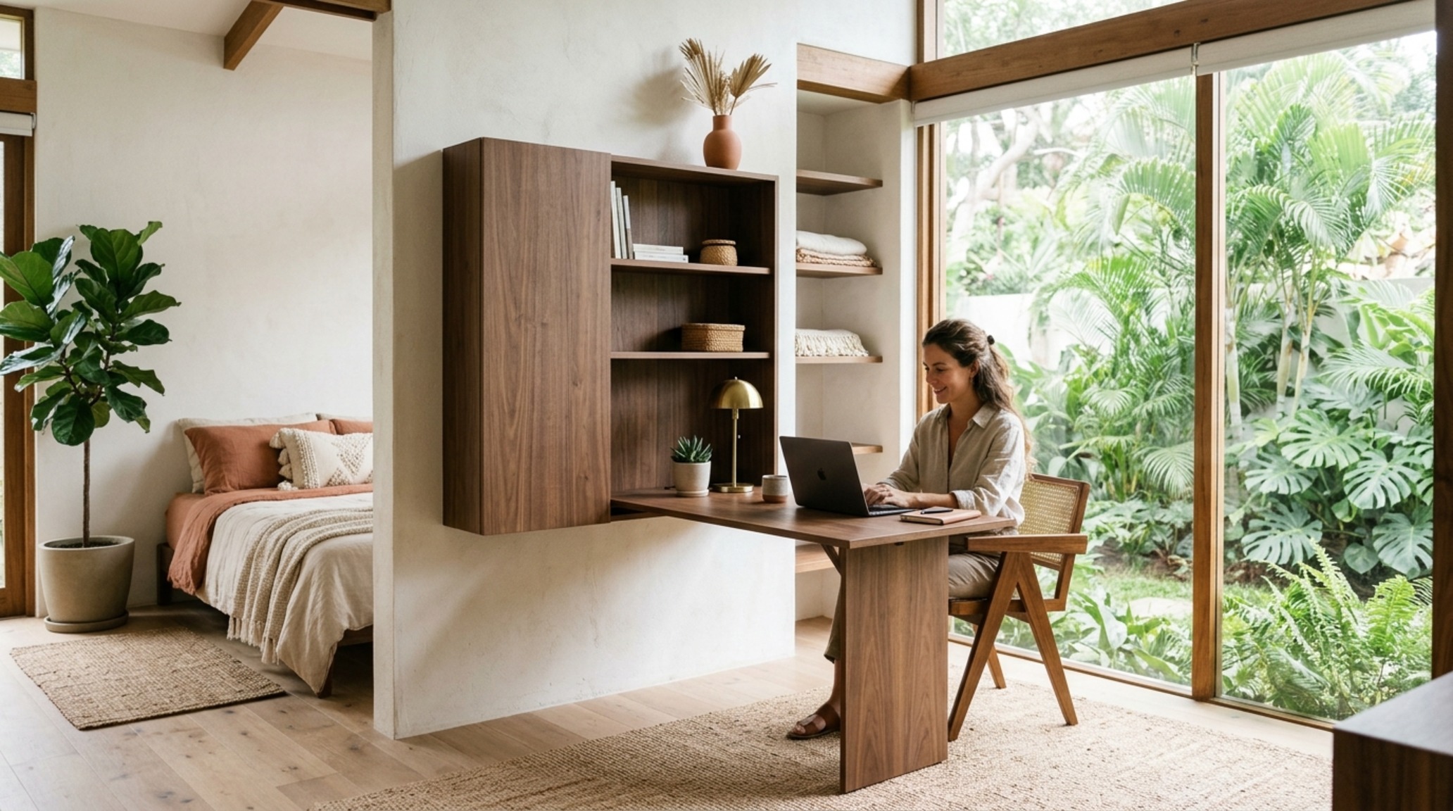 modern modern tropical architecture ideas for a multi-functional guest suite with a pivot desk and platform bed storage modern modern tropical architecture ideas for a multi-functional guest suite with a pivot desk and platform bed storage