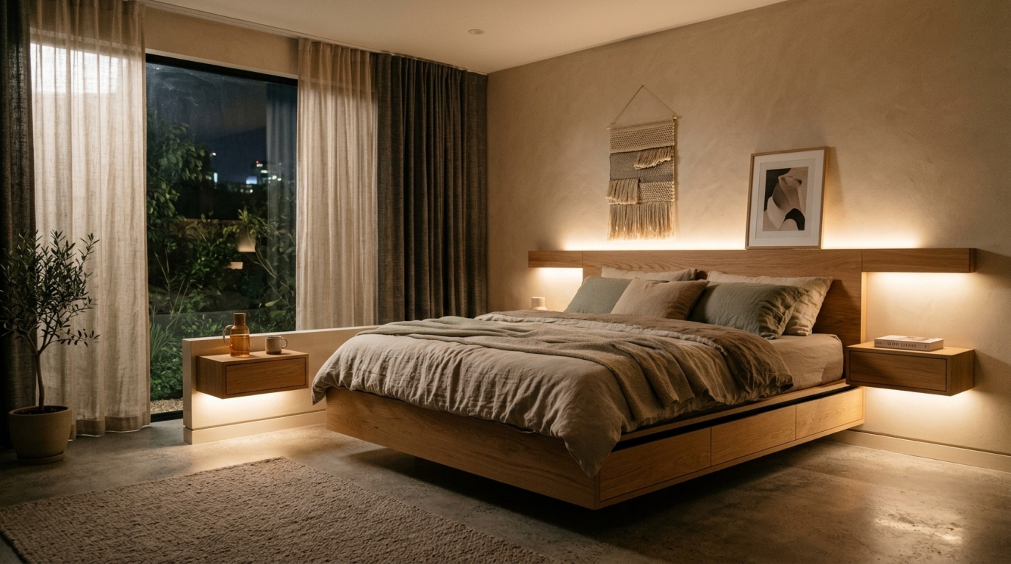 modern design on a budget ideas for bedroom storage with a platform bed featuring integrated under-mattress drawers and linen bedding. modern design on a budget ideas for bedroom storage with a platform bed featuring integrated under-mattress drawers and linen bedding.