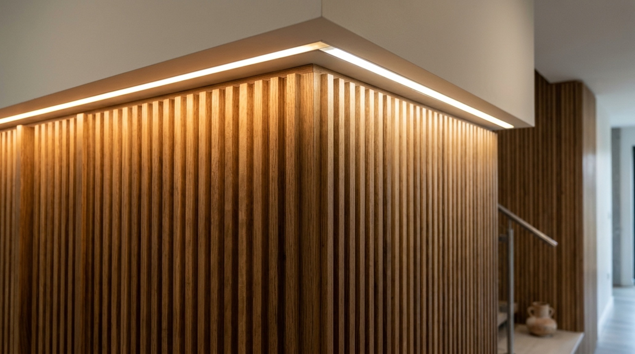 wall panels interior design lighting guide showing the difference between 2700K ambient and 3000K task lighting within a recessed panel cove. wall panels interior design lighting guide showing the difference between 2700K ambient and 3000K task lighting within a recessed panel cove.