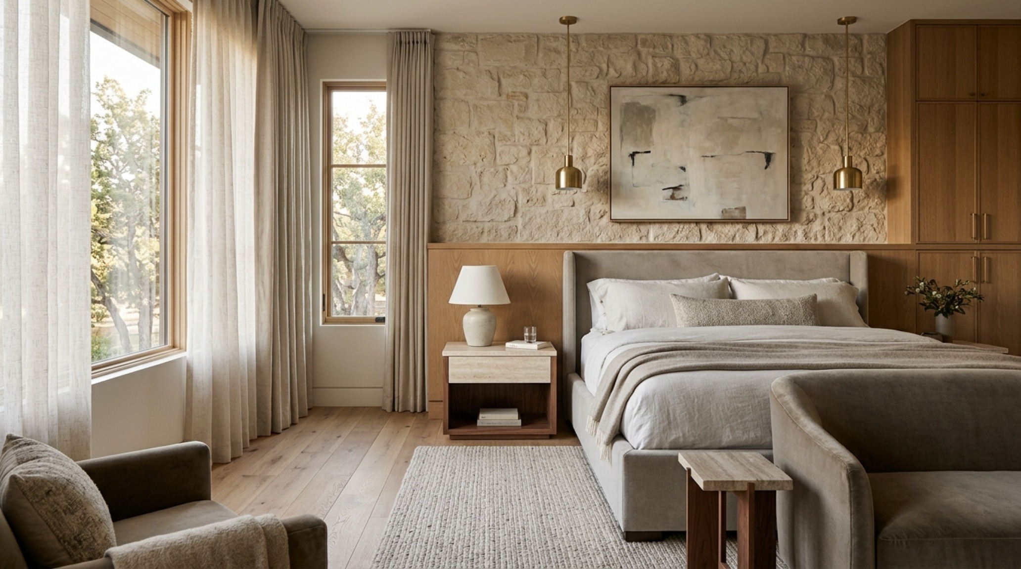 luxury interior design advice textures focusing on a layered bedroom scene with silk rugs, wool throws, and a limestone fireplace surround. luxury interior design advice textures focusing on a layered bedroom scene with silk rugs, wool throws, and a limestone fireplace surround.