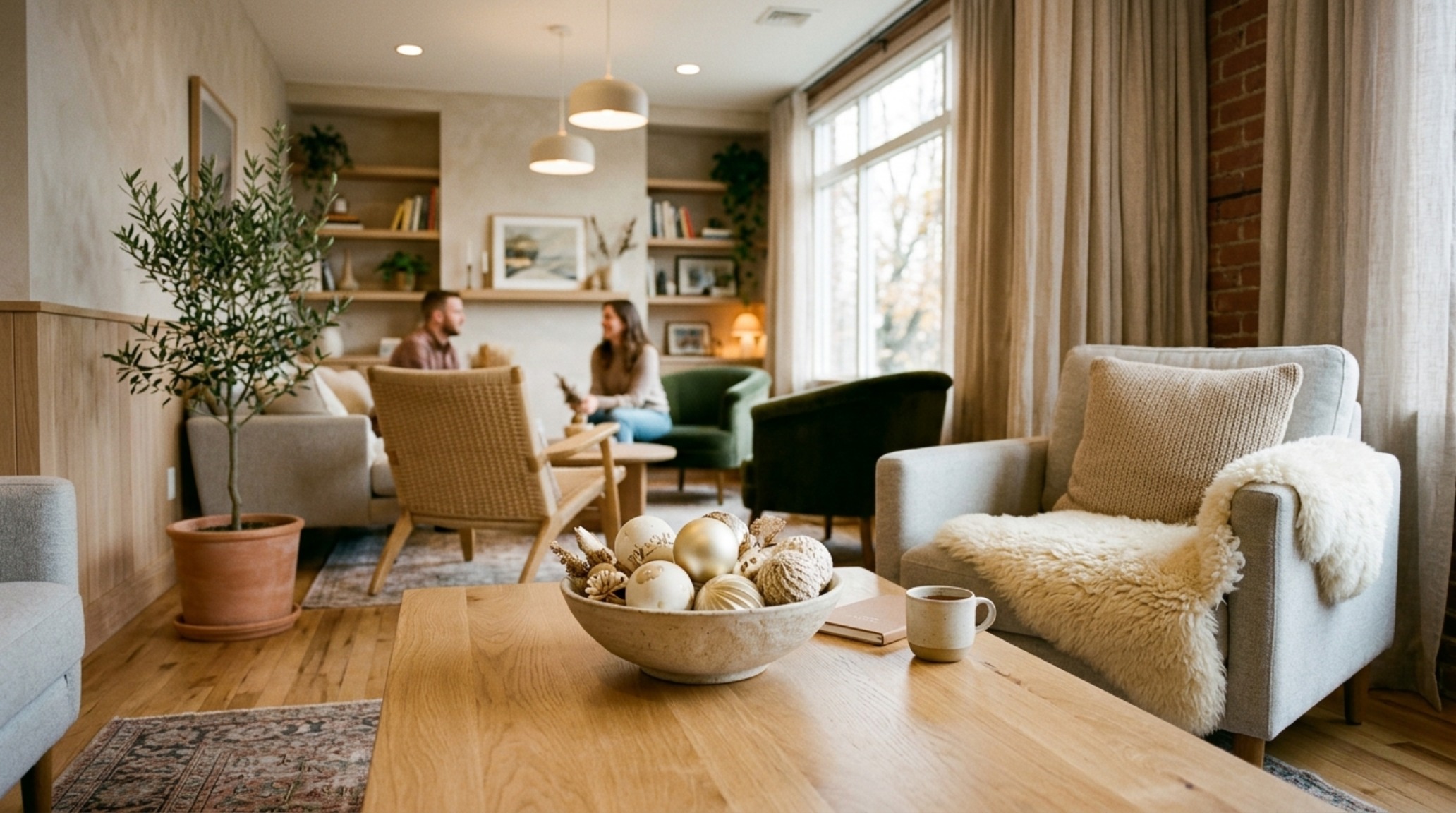 modern christmas decorating ideas for the office ideas showing a tonal palette of cream and pale gold decorations in a Scandinavian-inspired workspace modern christmas decorating ideas for the office ideas showing a tonal palette of cream and pale gold decorations in a Scandinavian-inspired workspace