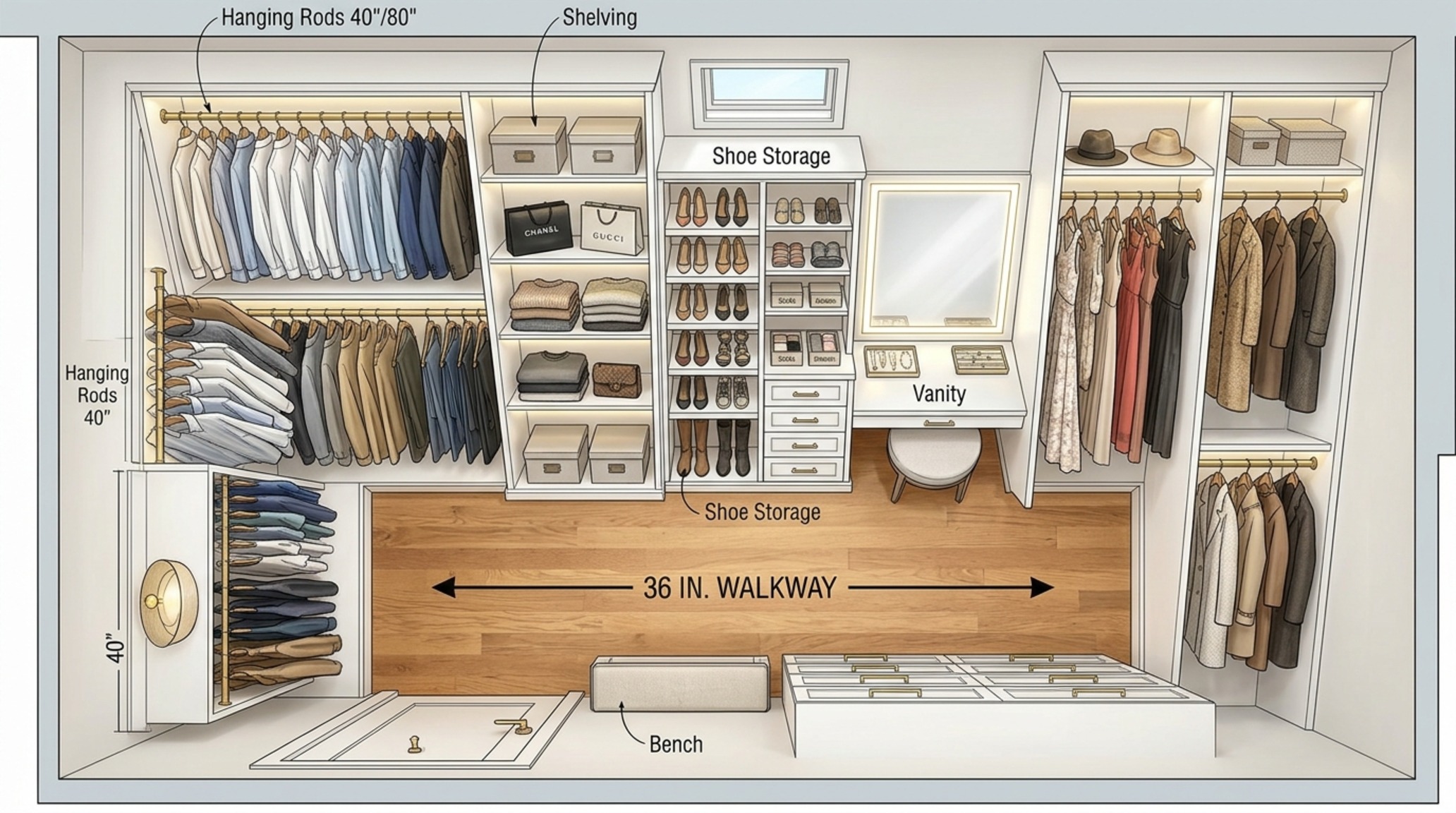 small space walk in clothes closet featuring clever corner carousel units and slim-profile trouser racks for maximum density small space walk in clothes closet featuring clever corner carousel units and slim-profile trouser racks for maximum density