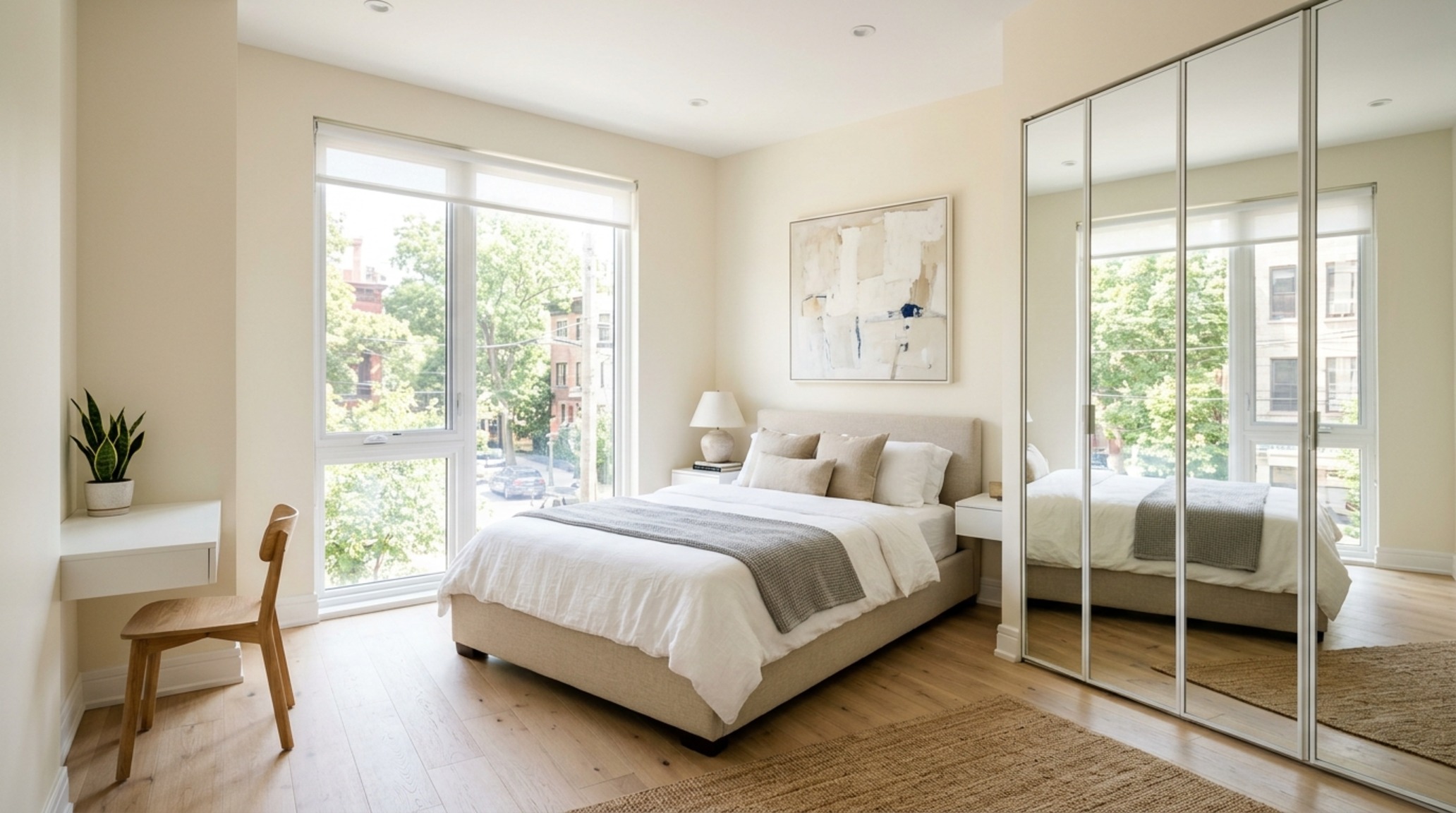 small bedroom ideas teenagers with floor-to-ceiling mirrored wardrobes and a minimalist light-reflecting color palette of warm alabaster small bedroom ideas teenagers with floor-to-ceiling mirrored wardrobes and a minimalist light-reflecting color palette of warm alabaster