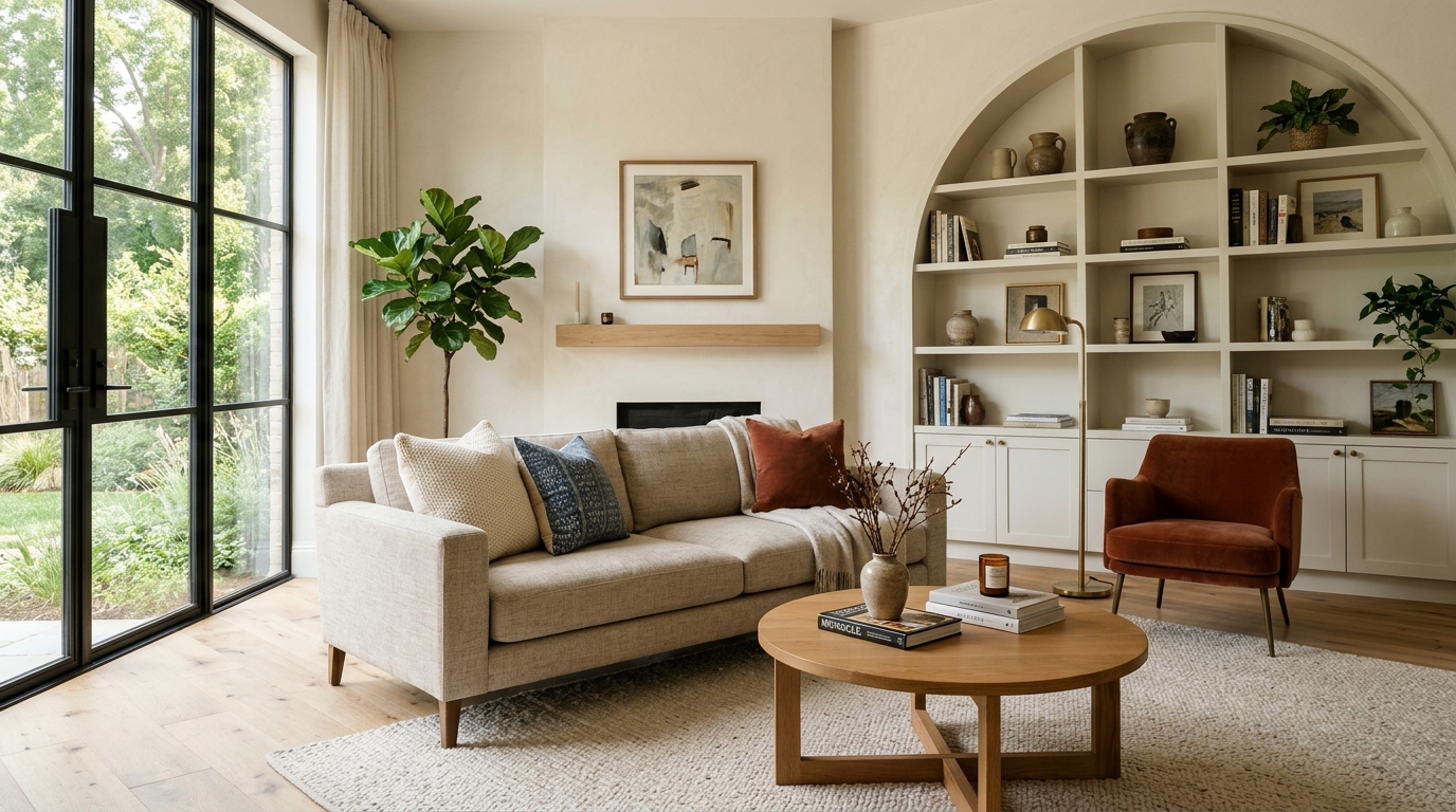 High-end interior design visual depicting small apartment balcony ideas