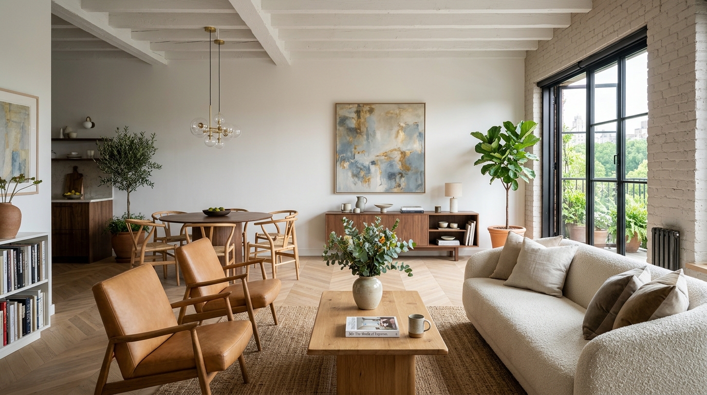 High-end interior design visual depicting small apartment balcony ideas