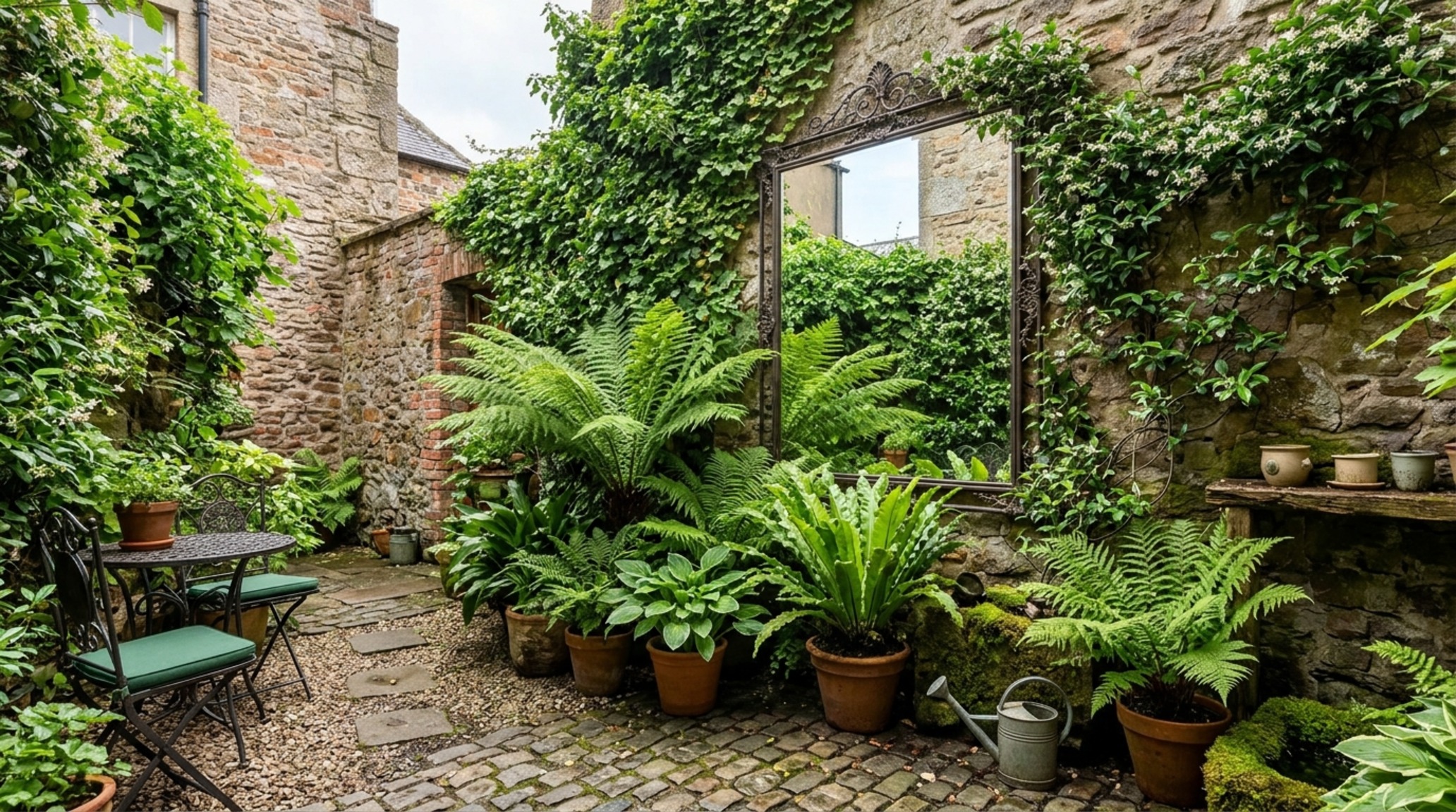 small space garden decoration ideas using mirrored wall panels to double the visual depth of a compact courtyard garden small space garden decoration ideas using mirrored wall panels to double the visual depth of a compact courtyard garden