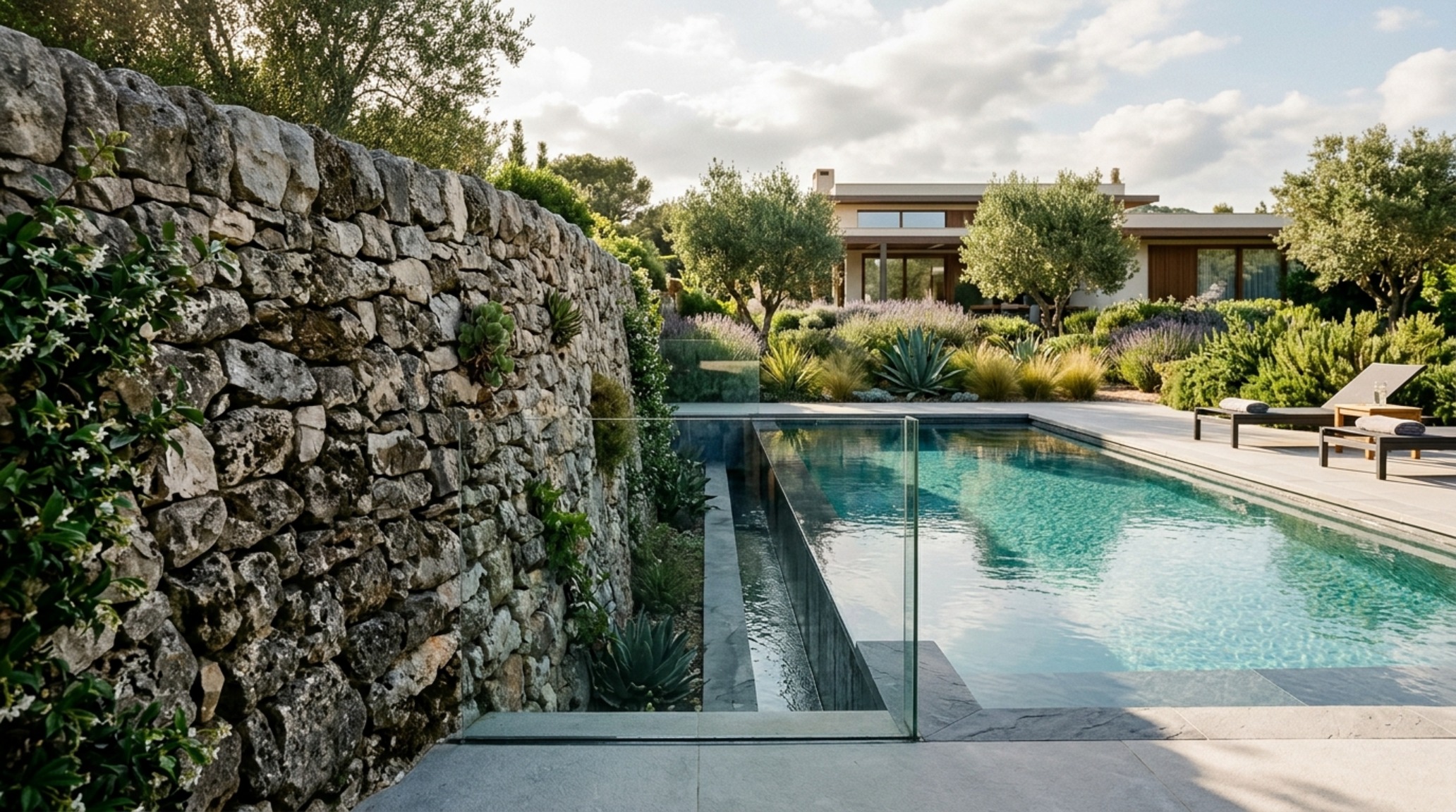 luxury garden decoration ideas textures with a focus on a hand-dressed dry stone wall providing a rugged backdrop to a sleek glass infinity edge luxury garden decoration ideas textures with a focus on a hand-dressed dry stone wall providing a rugged backdrop to a sleek glass infinity edge