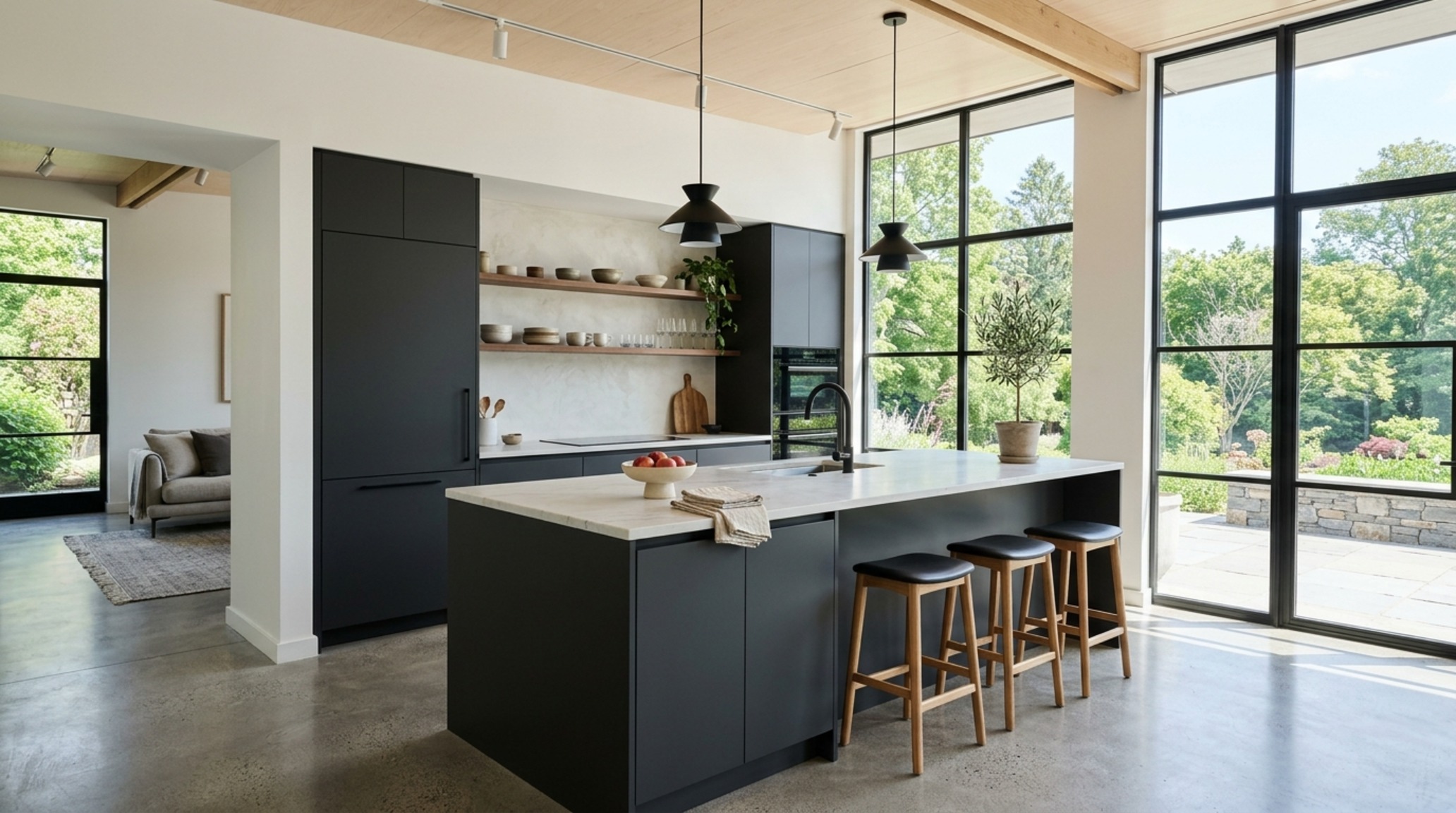 modernist home renovation kitchen with a hidden pantry and built-in appliances for a zero-clutter visual aesthetic modernist home renovation kitchen with a hidden pantry and built-in appliances for a zero-clutter visual aesthetic