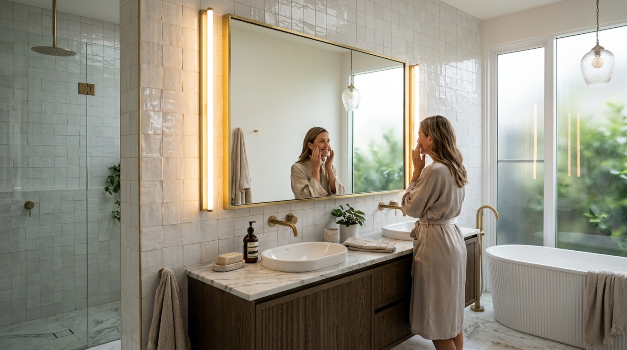 Luxury master bathroom trends 2027 with a focuses on tactile wood textures and high-CRI vanity lighting for optimal grooming. Luxury master bathroom trends 2027 with a focuses on tactile wood textures and high-CRI vanity lighting for optimal grooming.