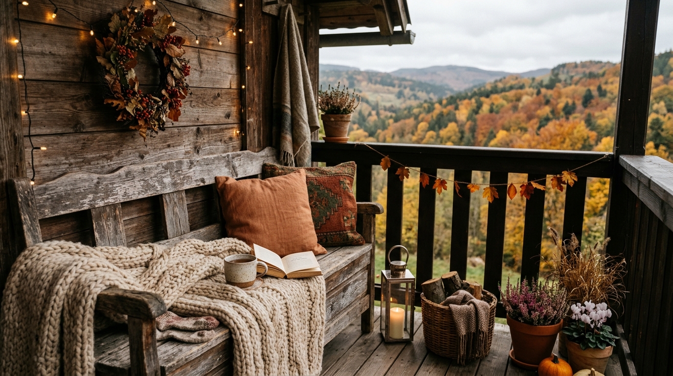 The juxtaposition of a soft-textured throw blanket on a rough-hewn wooden bench against a backdrop of city glass. The juxtaposition of a soft-textured throw blanket on a rough-hewn wooden bench against a backdrop of city glass.