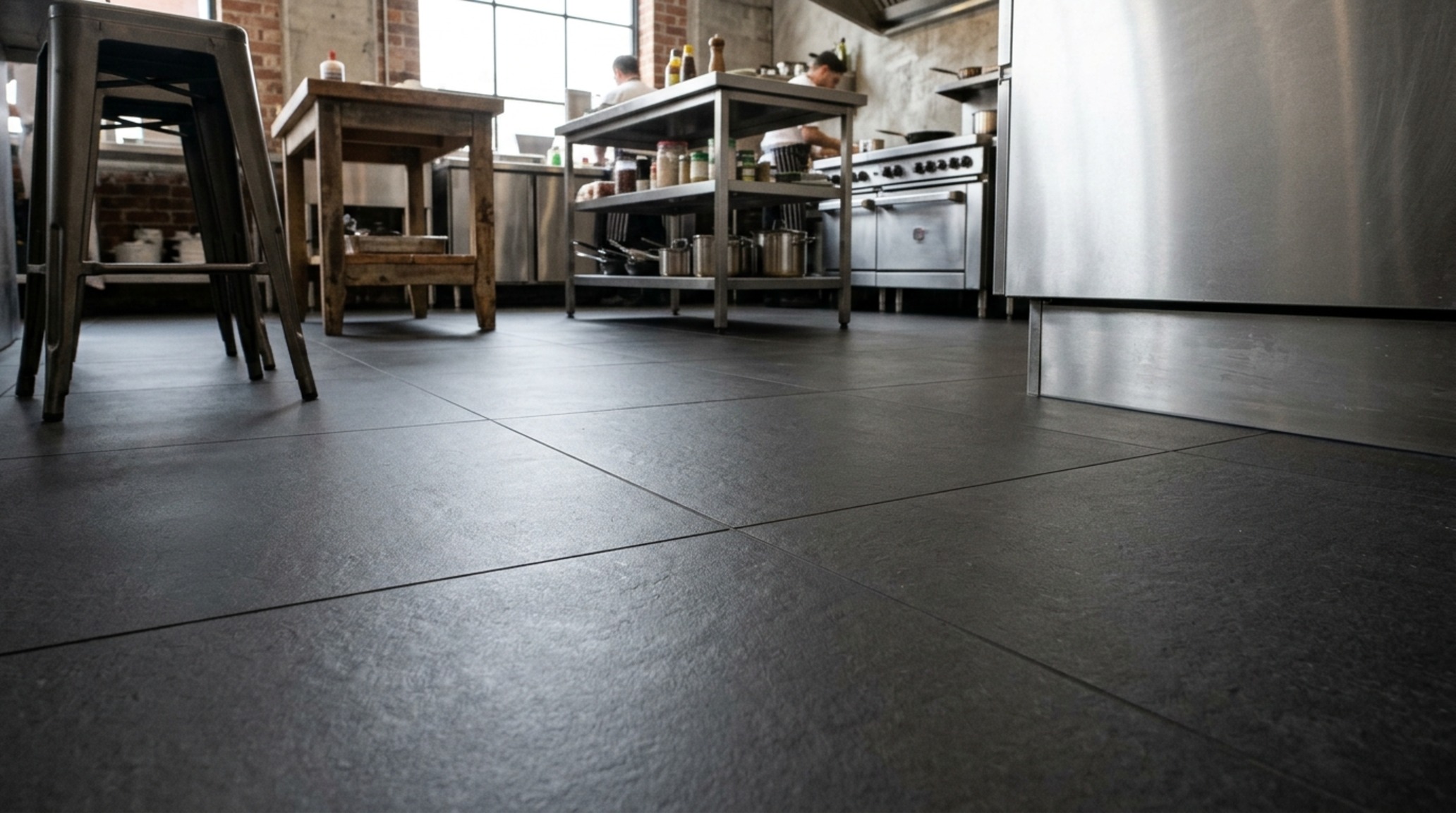 Best grout for kitchen floors featuring a pre-mixed urethane grout in a soft charcoal hue that resists kitchen grease and heavy foot traffic wear.
