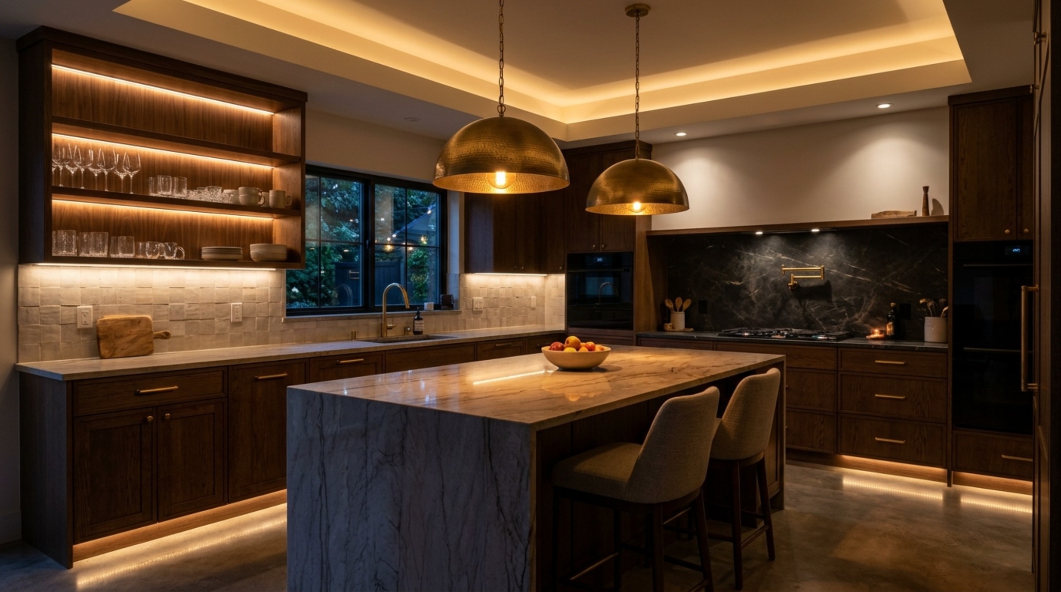 home interior blogs lighting guide demonstrating layered 2700K ambient lighting and high CRI 92+ task lighting in a modern kitchen
