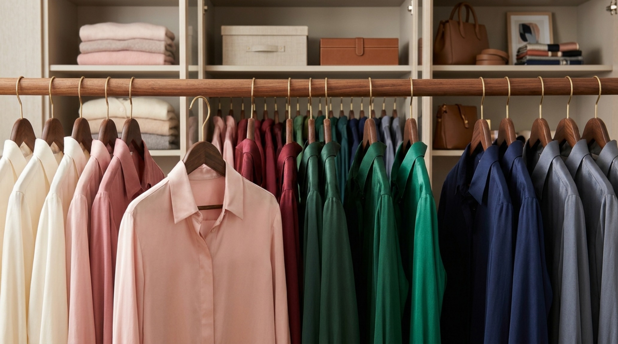 boutique closet organization showcasing uniform slimline velvet hangers and a curated layout with 10 percent negative space boutique closet organization showcasing uniform slimline velvet hangers and a curated layout with 10 percent negative space