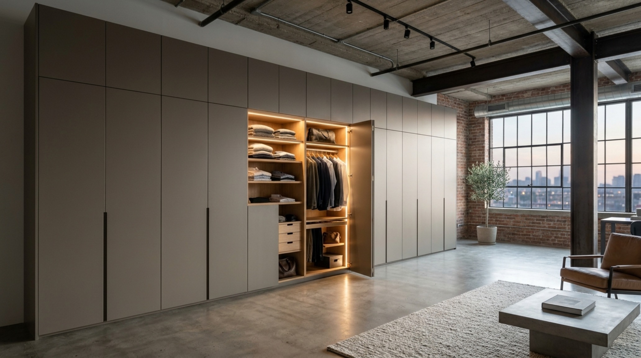 custom wardrobe cabinetry incorporating full-height mirrored doors and integrated blackened steel hardware for a modern aesthetic custom wardrobe cabinetry incorporating full-height mirrored doors and integrated blackened steel hardware for a modern aesthetic