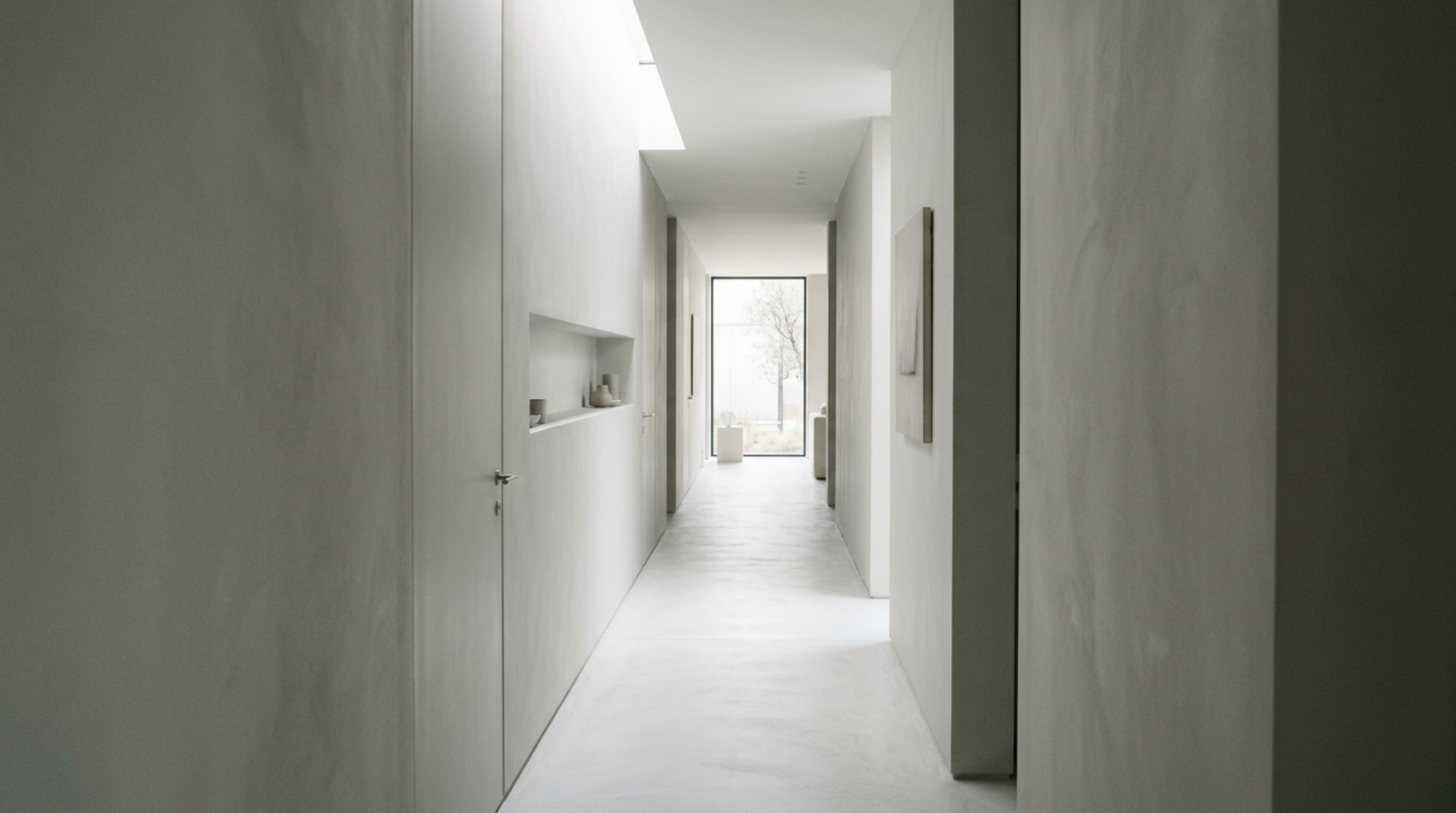 Architectural circulation path with 36-inch walkway clearance in a minimalist modern apartment. Architectural circulation path with 36-inch walkway clearance in a minimalist modern apartment.